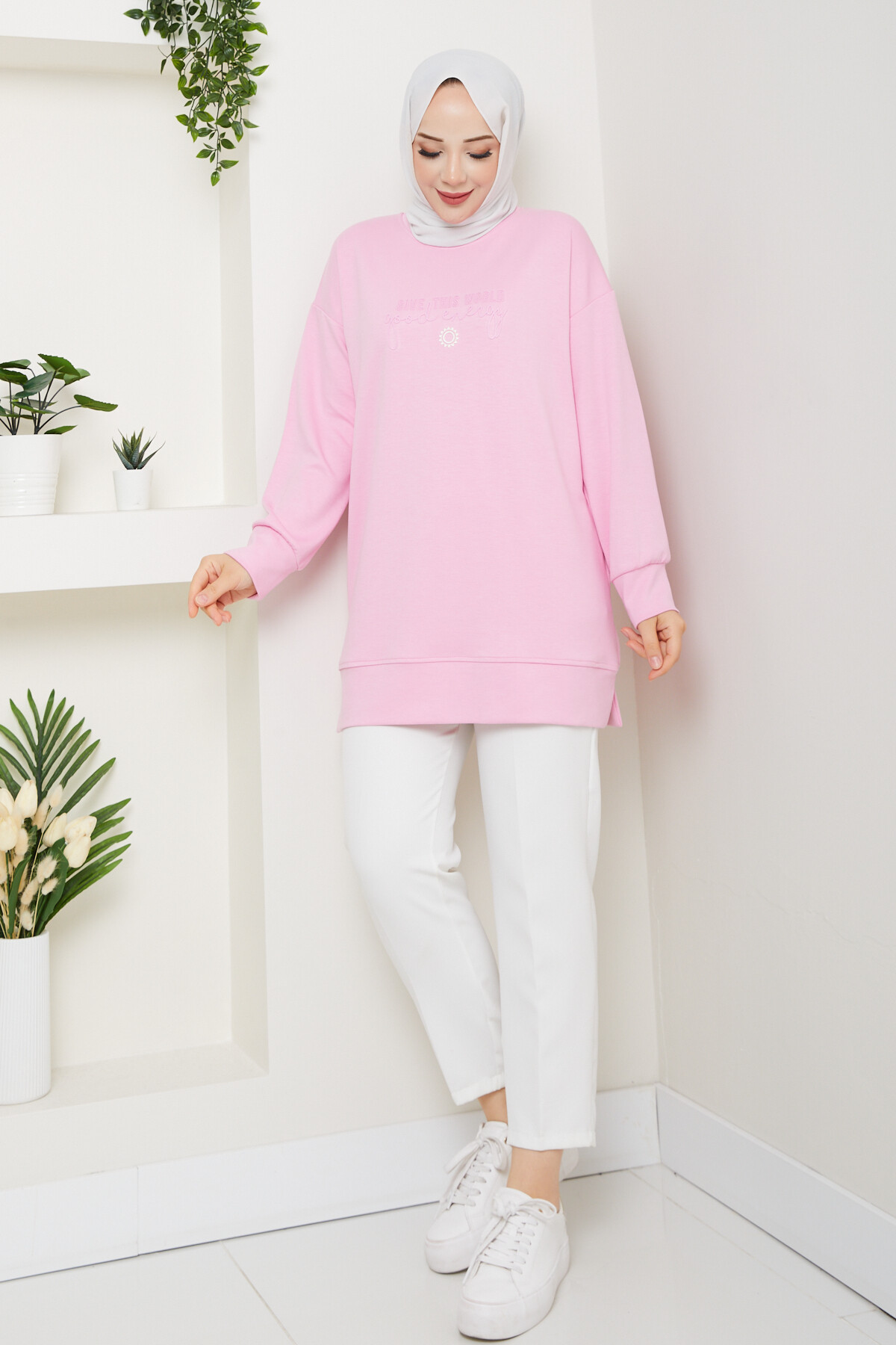 Oysho Salaş Tunik Enjeksiyon Baskılı Pembe