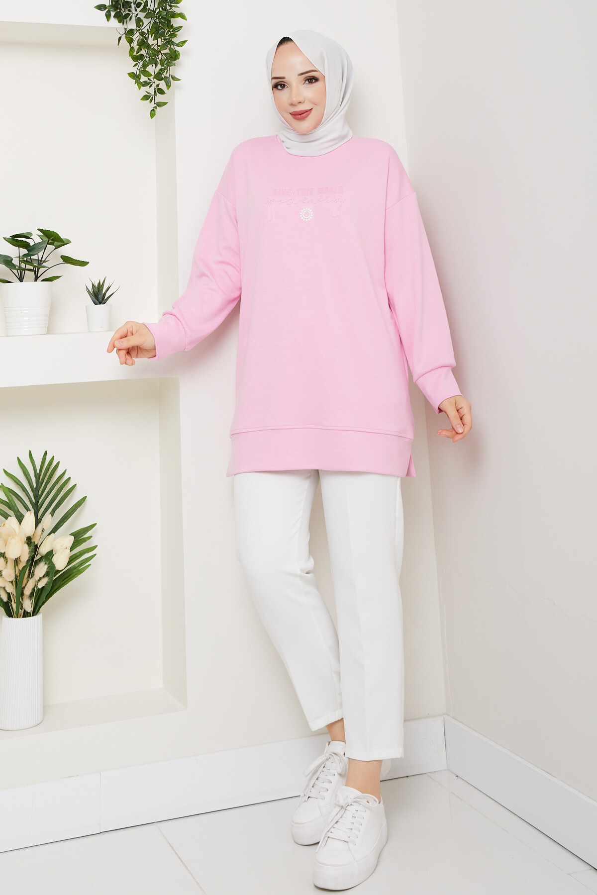 Oysho Salaş Tunik Enjeksiyon Baskılı Pembe