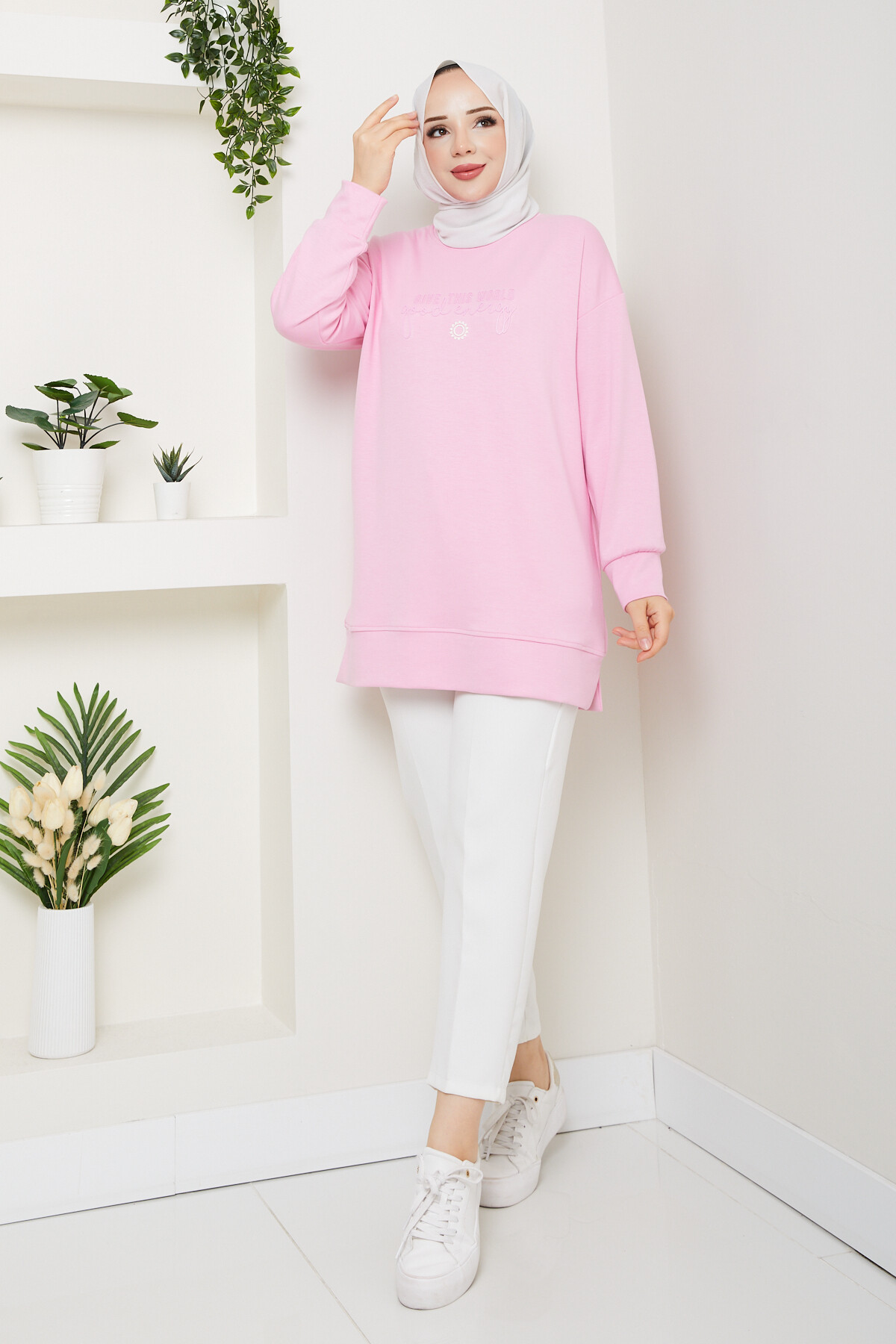 Oysho Salaş Tunik Enjeksiyon Baskılı Pembe