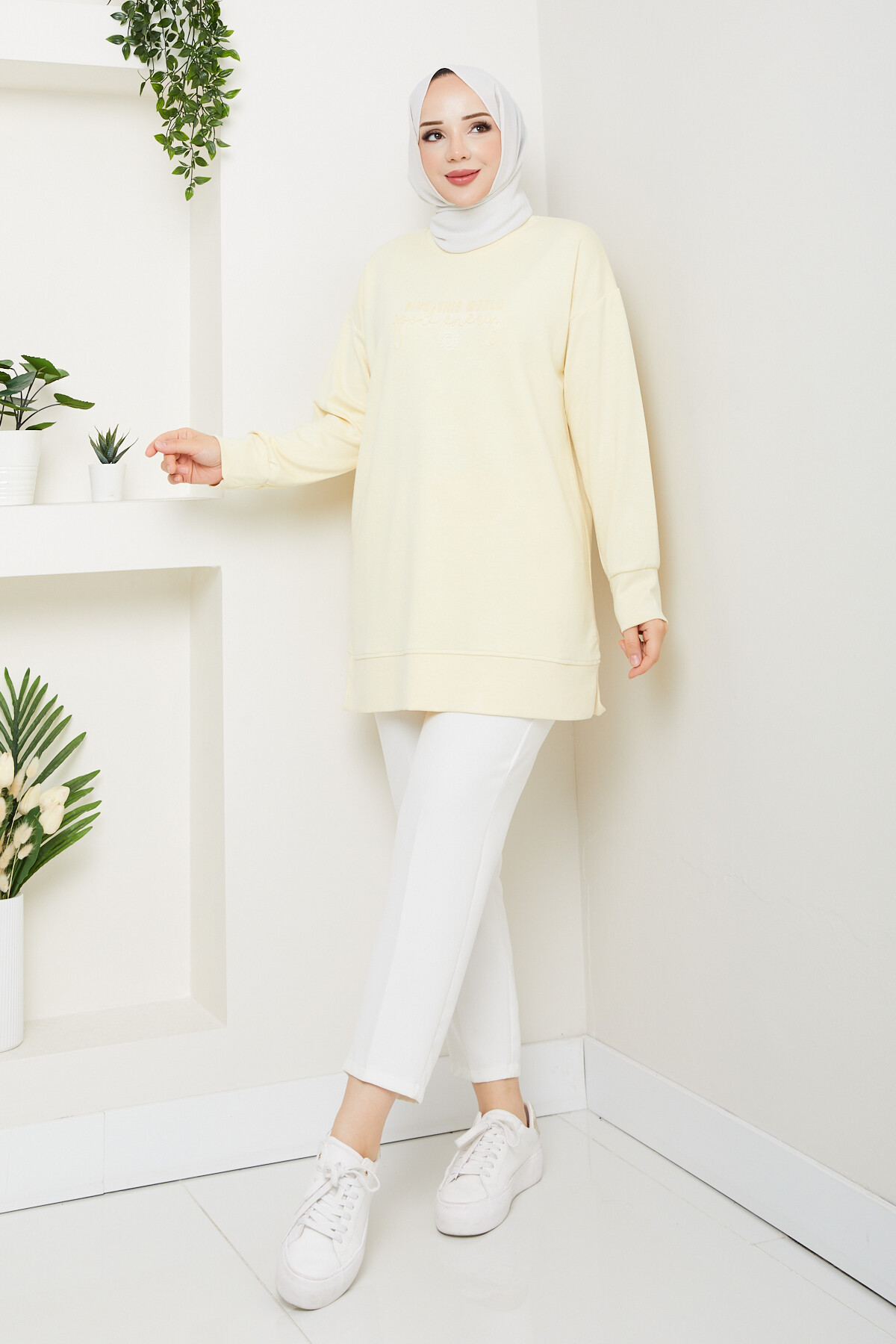 Oysho Salaş Tunik Enjeksiyon Baskılı Sarı