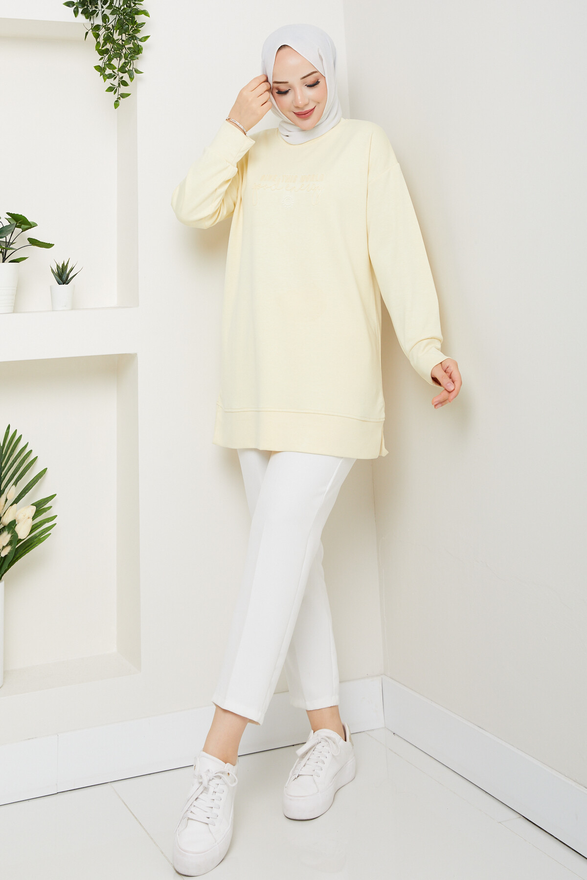 Oysho Salaş Tunik Enjeksiyon Baskılı Sarı