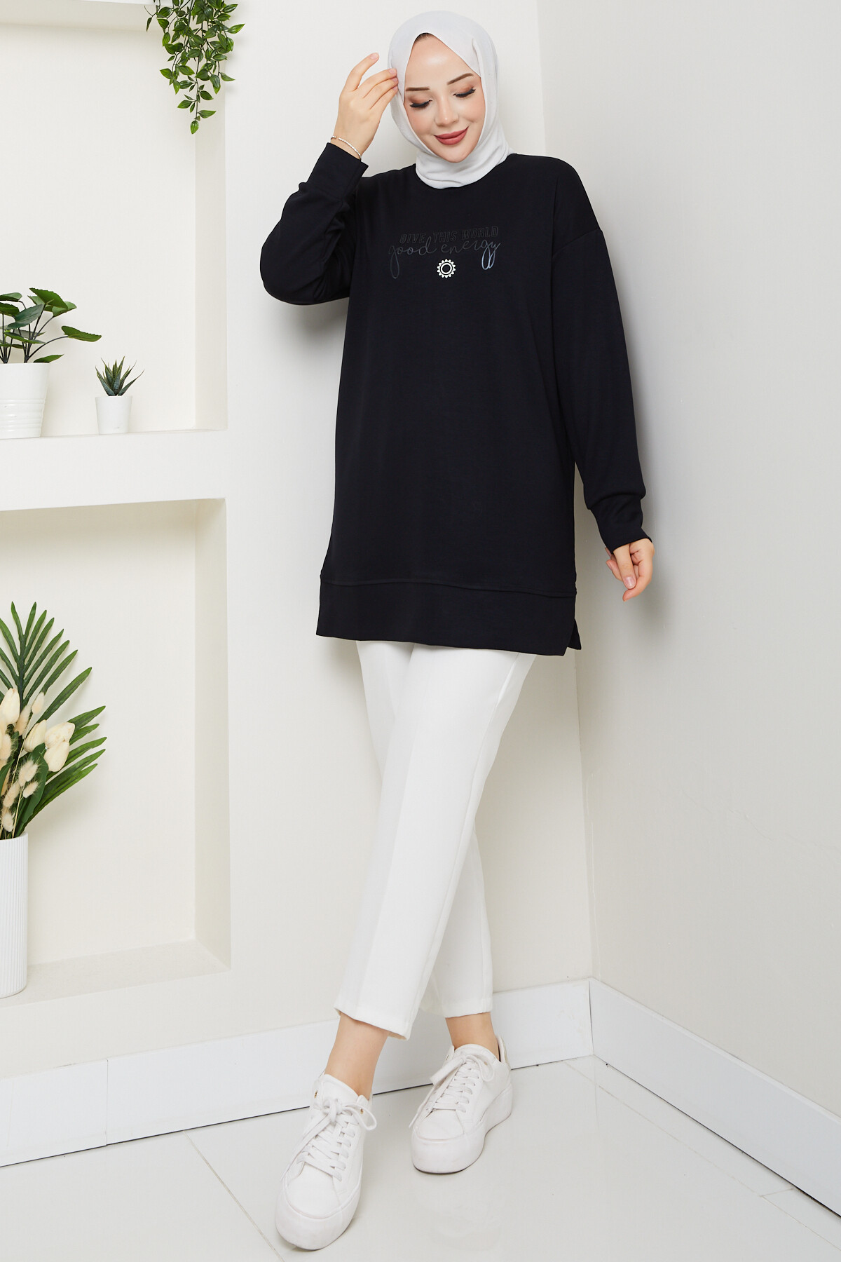 Oysho Salaş Tunik Enjeksiyon Baskılı Siyah