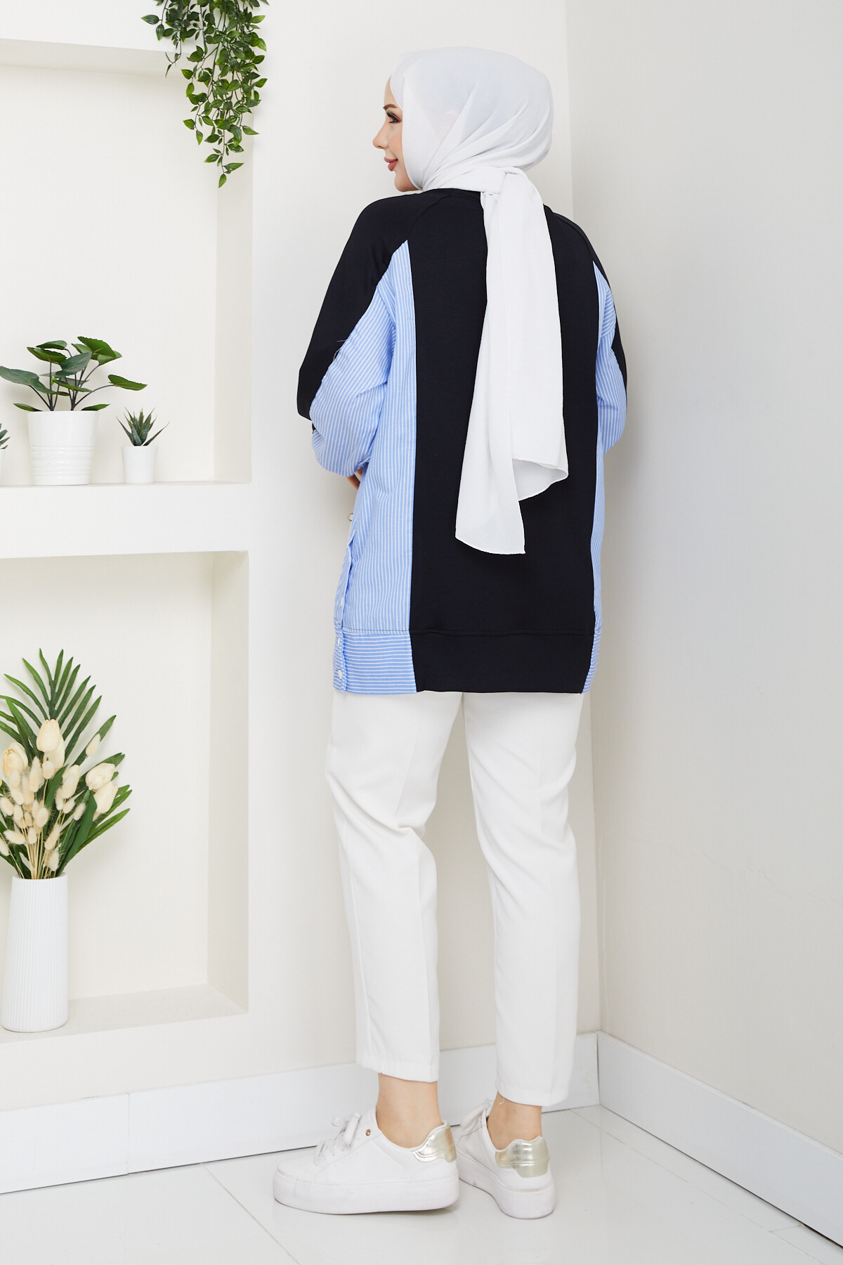 Oysho Yan Düğmeli Çizgi Garnili Tunik Siyah