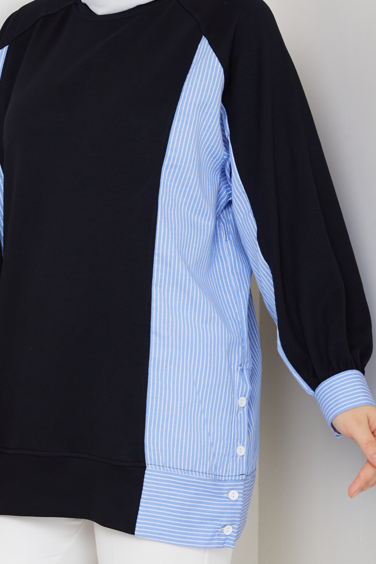 Oysho Yan Düğmeli Çizgi Garnili Tunik Siyah