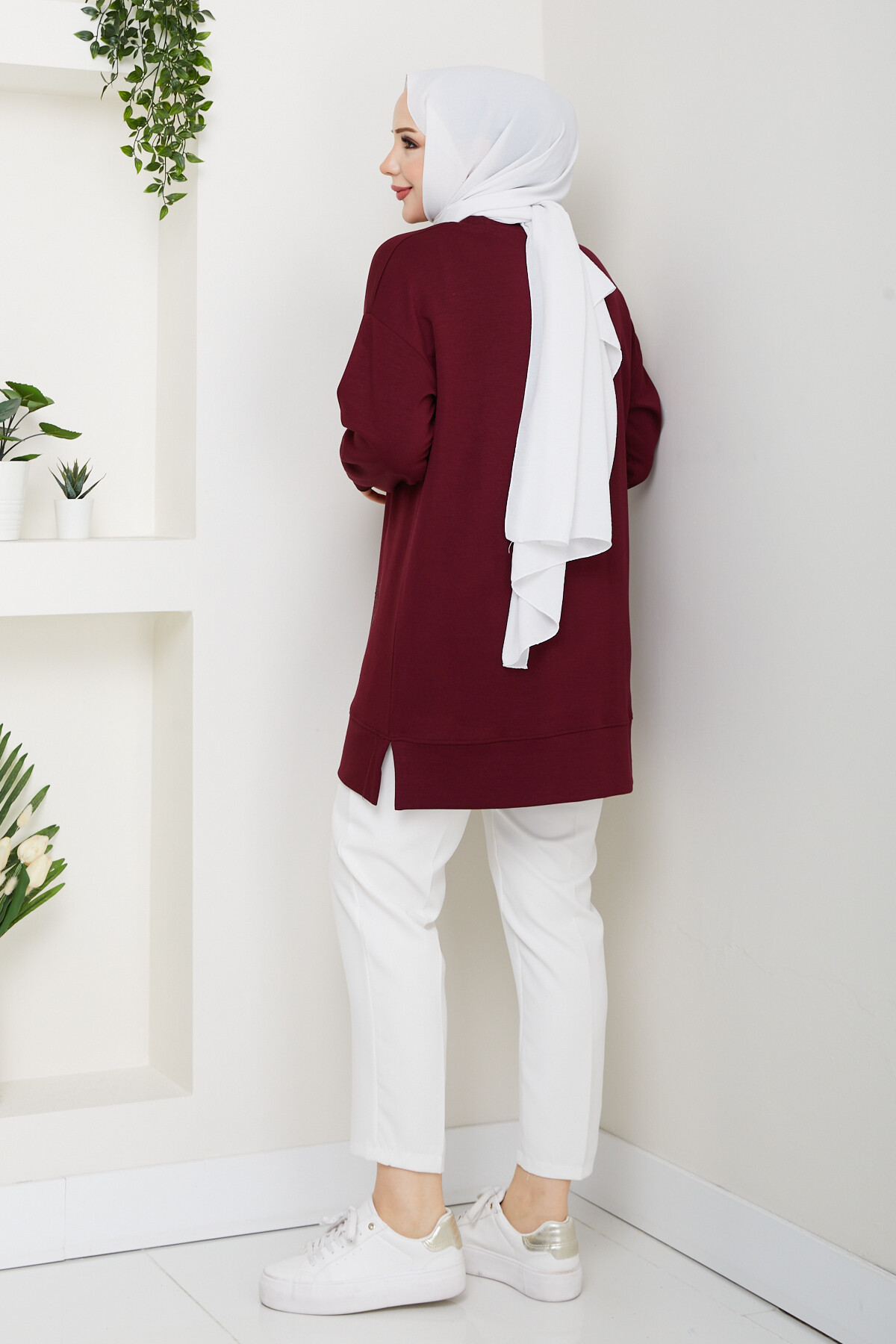 Oysho Yıldız Taşlı Tunik Bordo