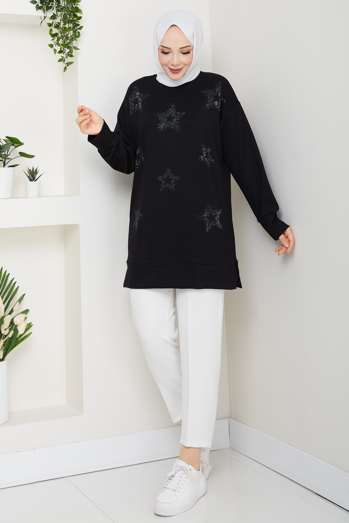 Oysho Yıldız Taşlı Tunik Siyah
