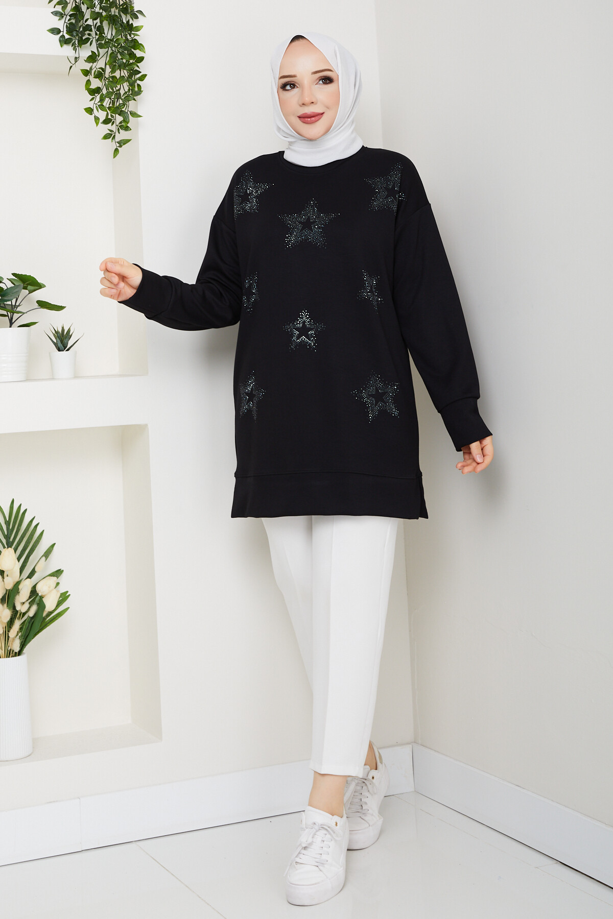 Oysho Yıldız Taşlı Tunik Siyah