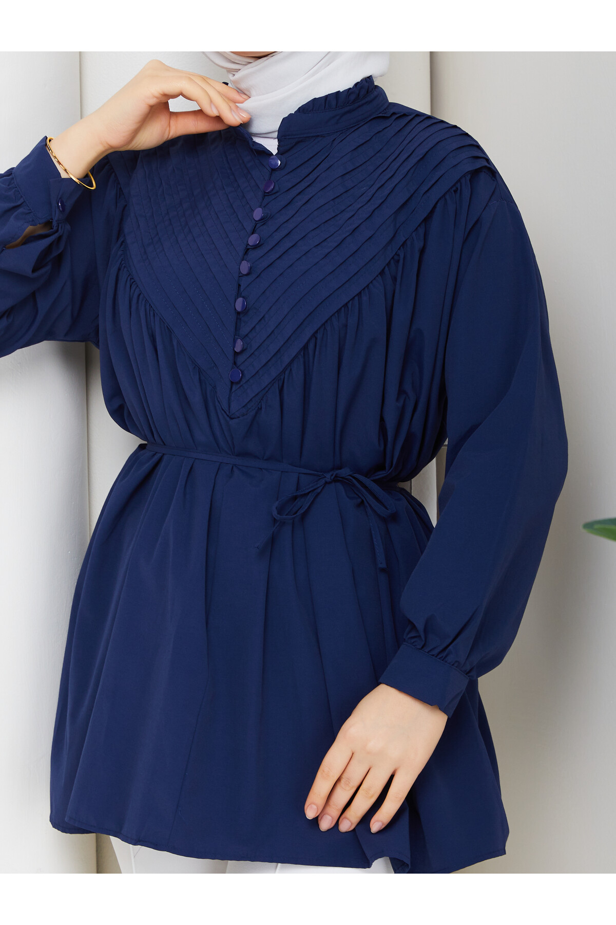 POPLİN V NERVÜRLÜ GÖMLEK KOMBİN - LACİVERT