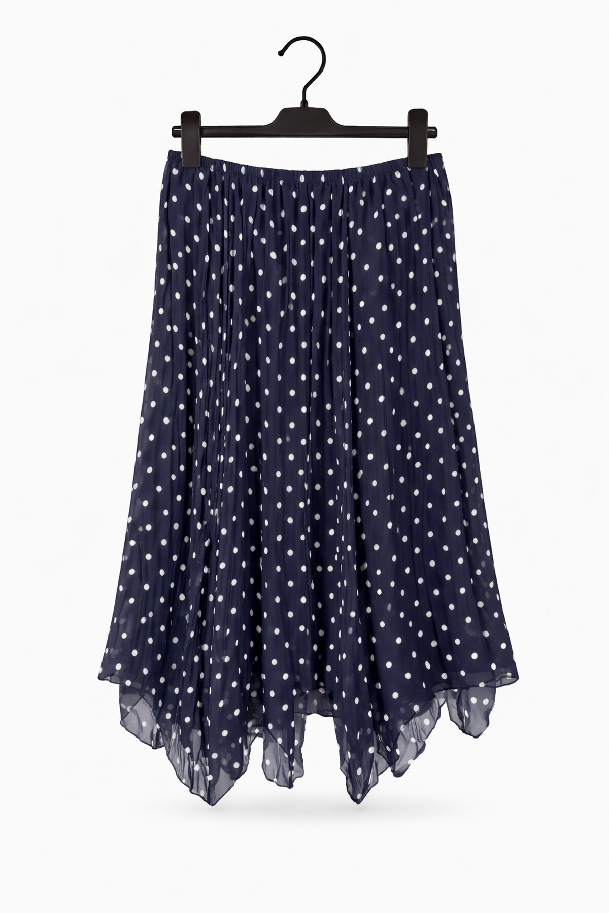 PUANTİYELİ ŞİFON ETEK - LACİVERT