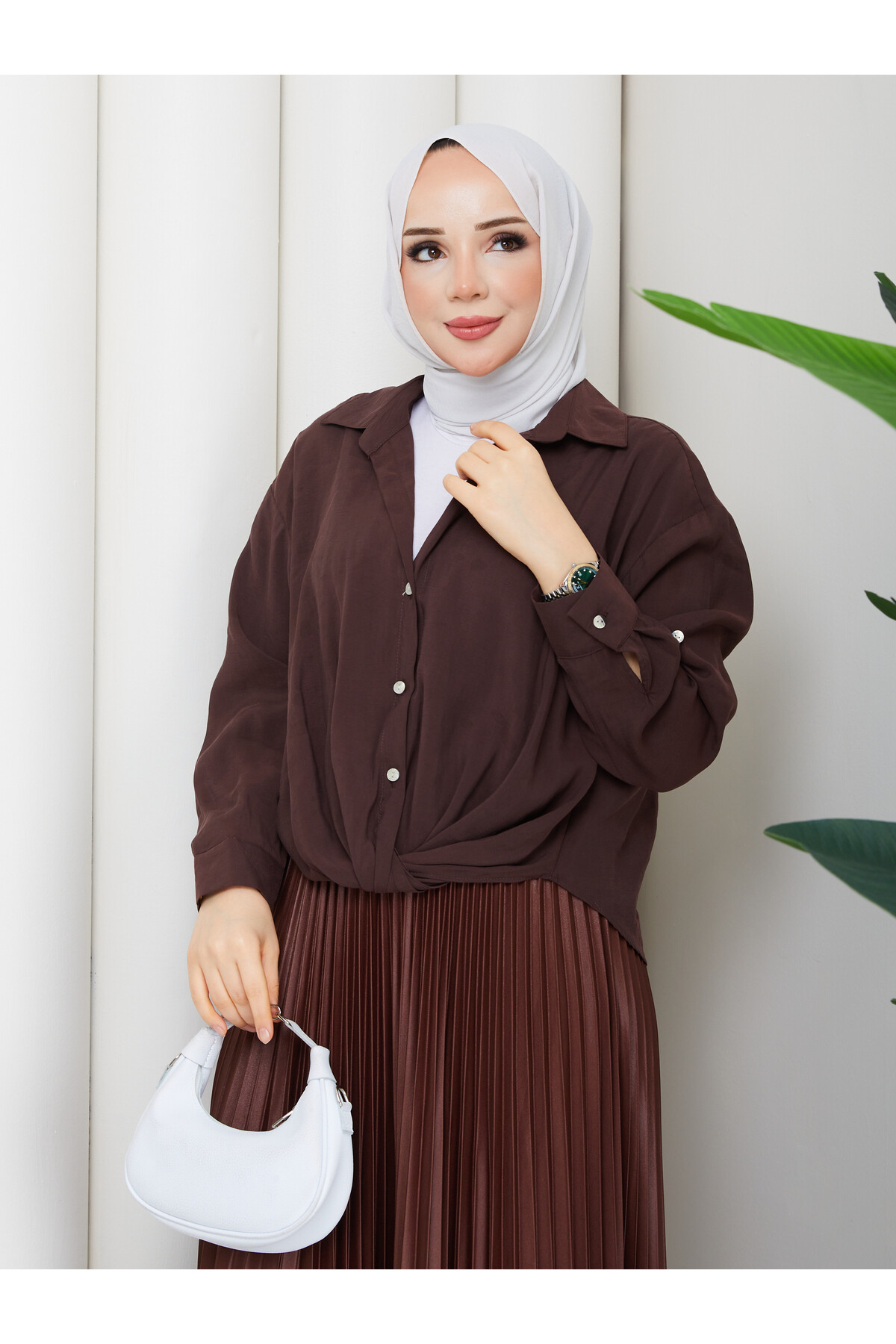 QN BURGULU GÖMLEK-ACI KAHVE