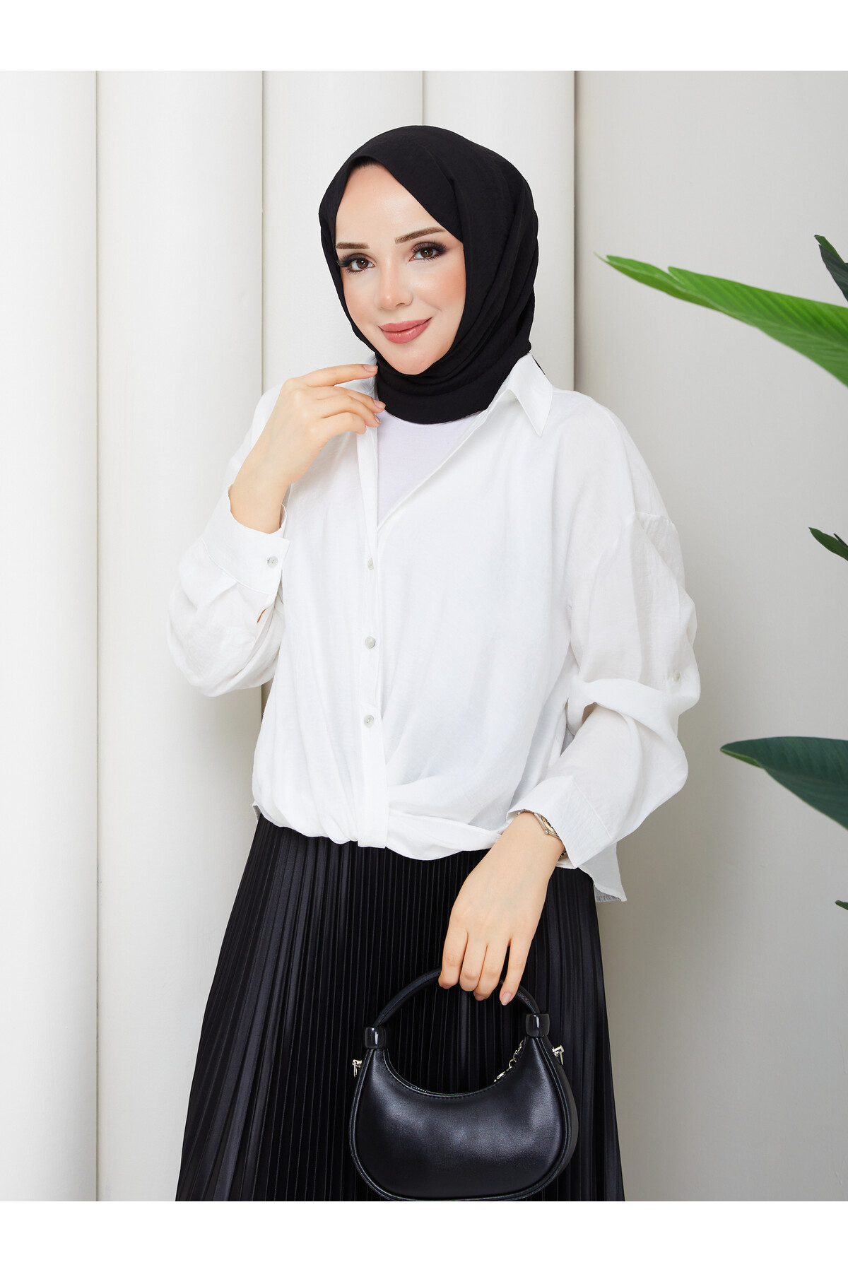 QN BURGULU GÖMLEK-BEYAZ