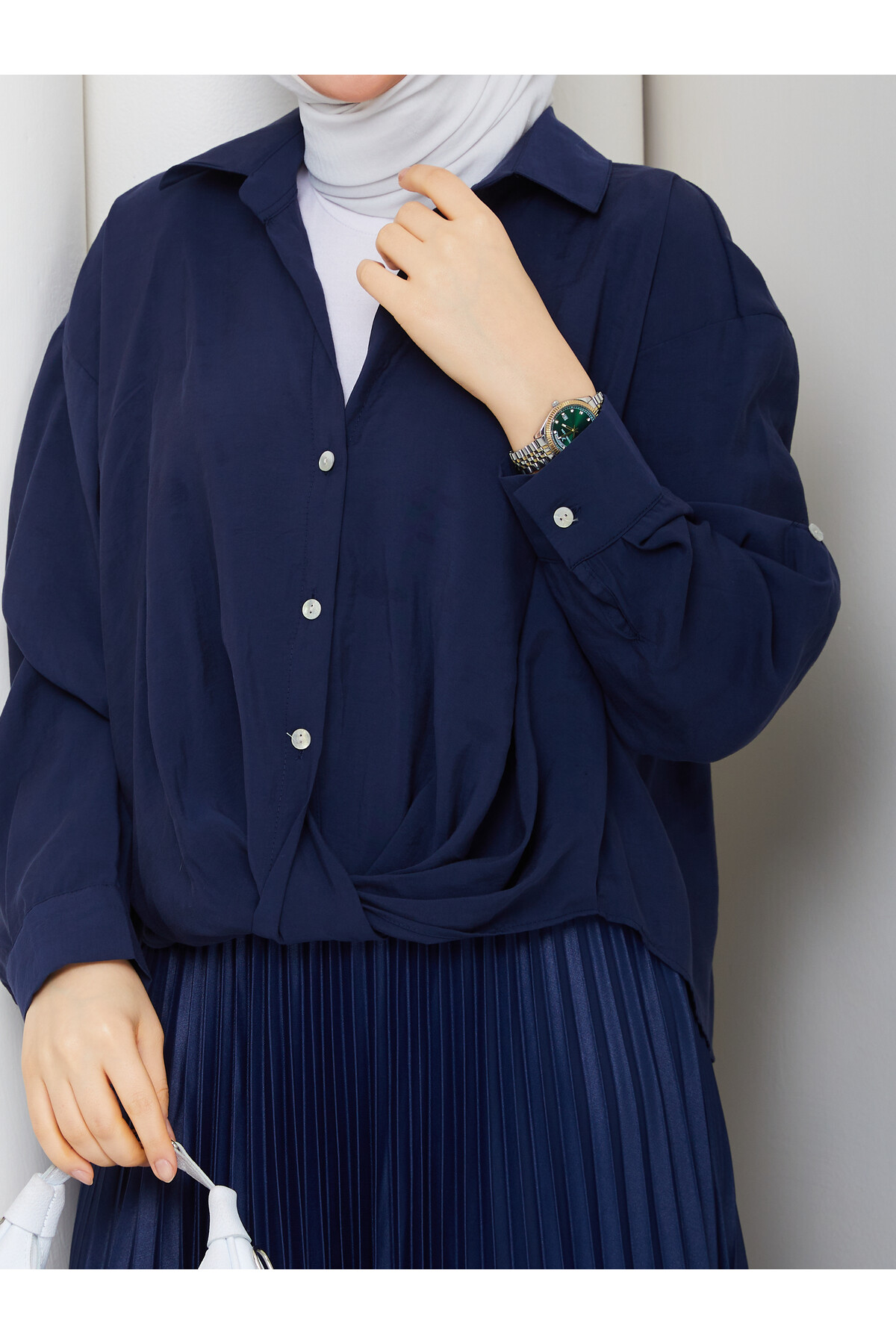 QN BURGULU GÖMLEK - LACİVERT