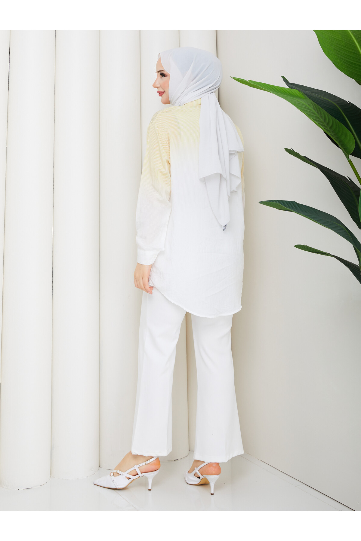 ROCCO ÇİZGİLİ TAŞLI GÖMLEK - SARI