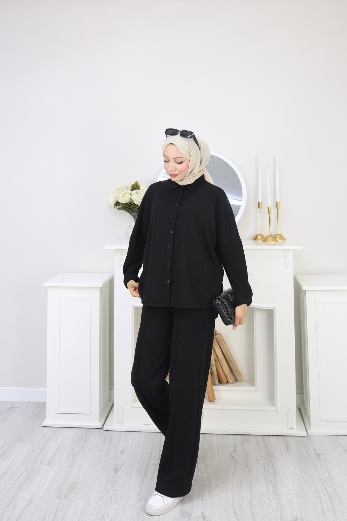 SELANİK  GÖMLEK  TAKIM -SİYAH