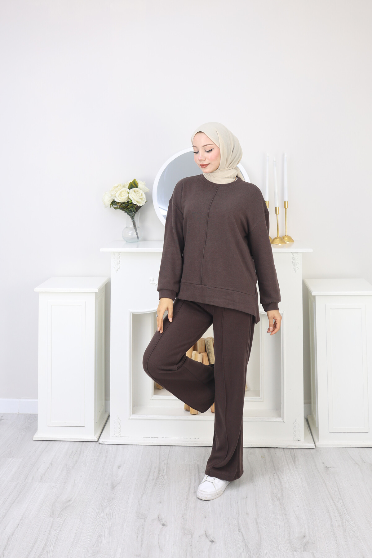 SELANİK ÇIMA DETAY TAKIM -ACI KAHVE