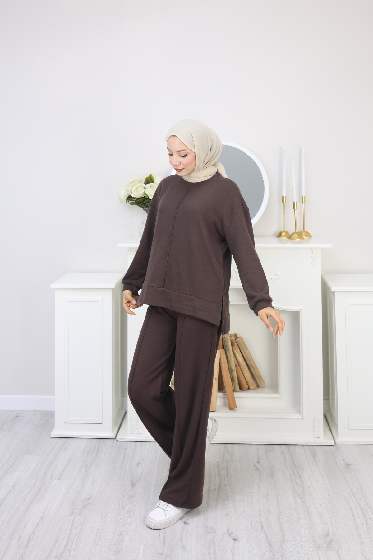 SELANİK ÇIMA DETAY TAKIM -ACI KAHVE