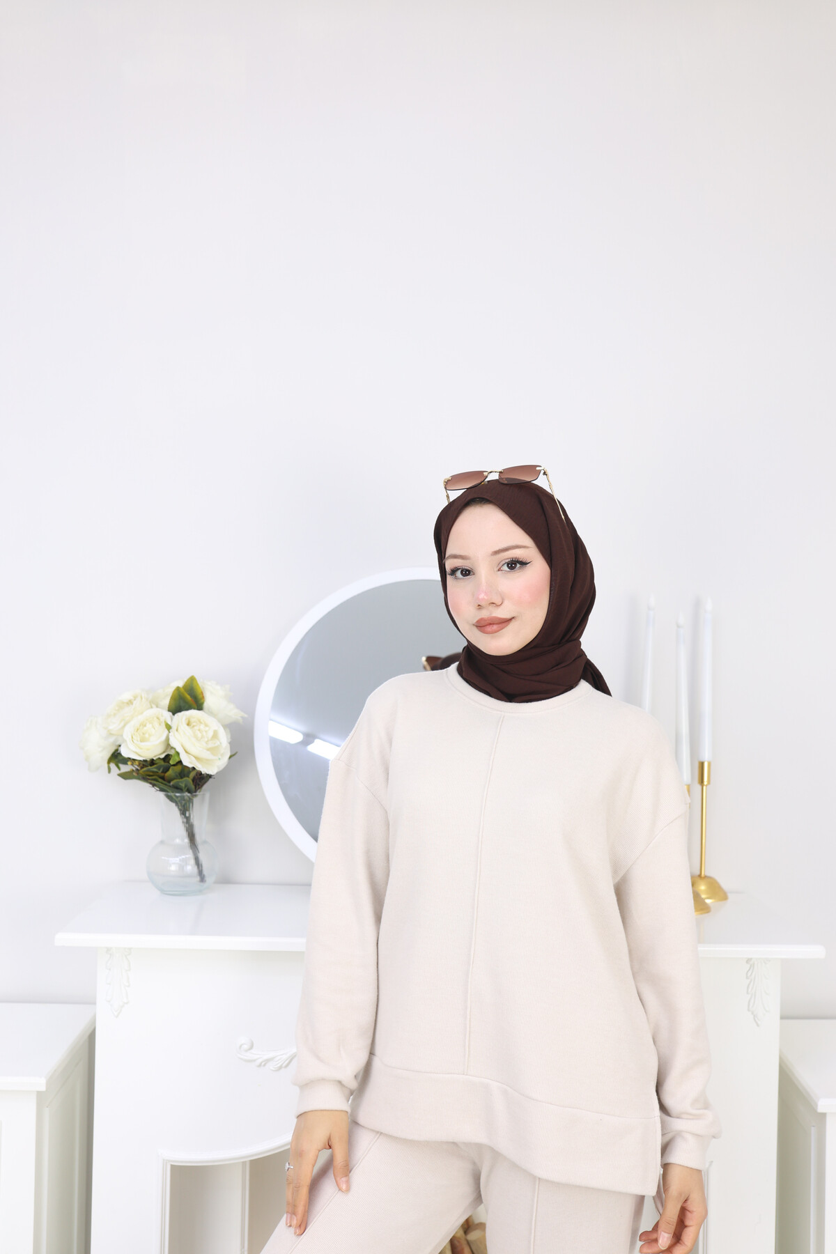 SELANİK ÇIMA DETAY TAKIM -KREM