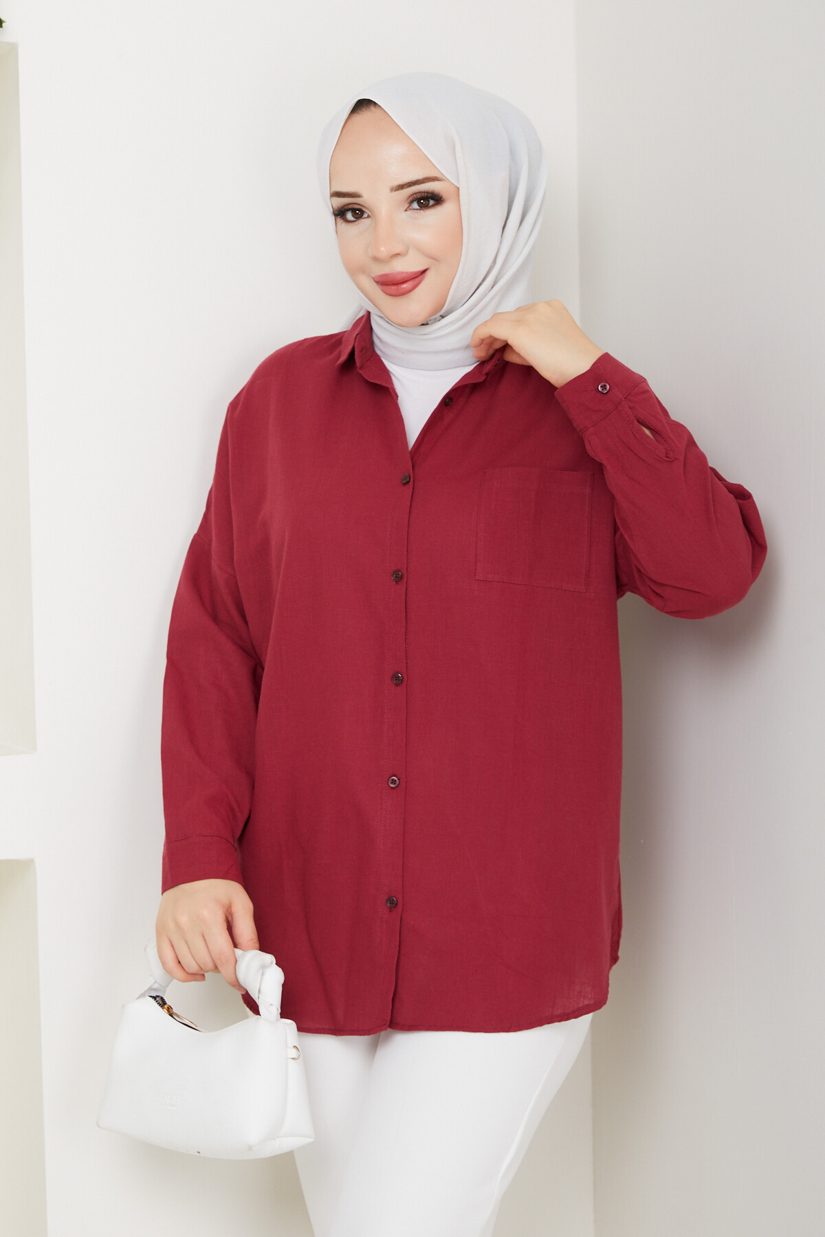 ŞK CEPLİ MODAL GÖMLEK-BORDO