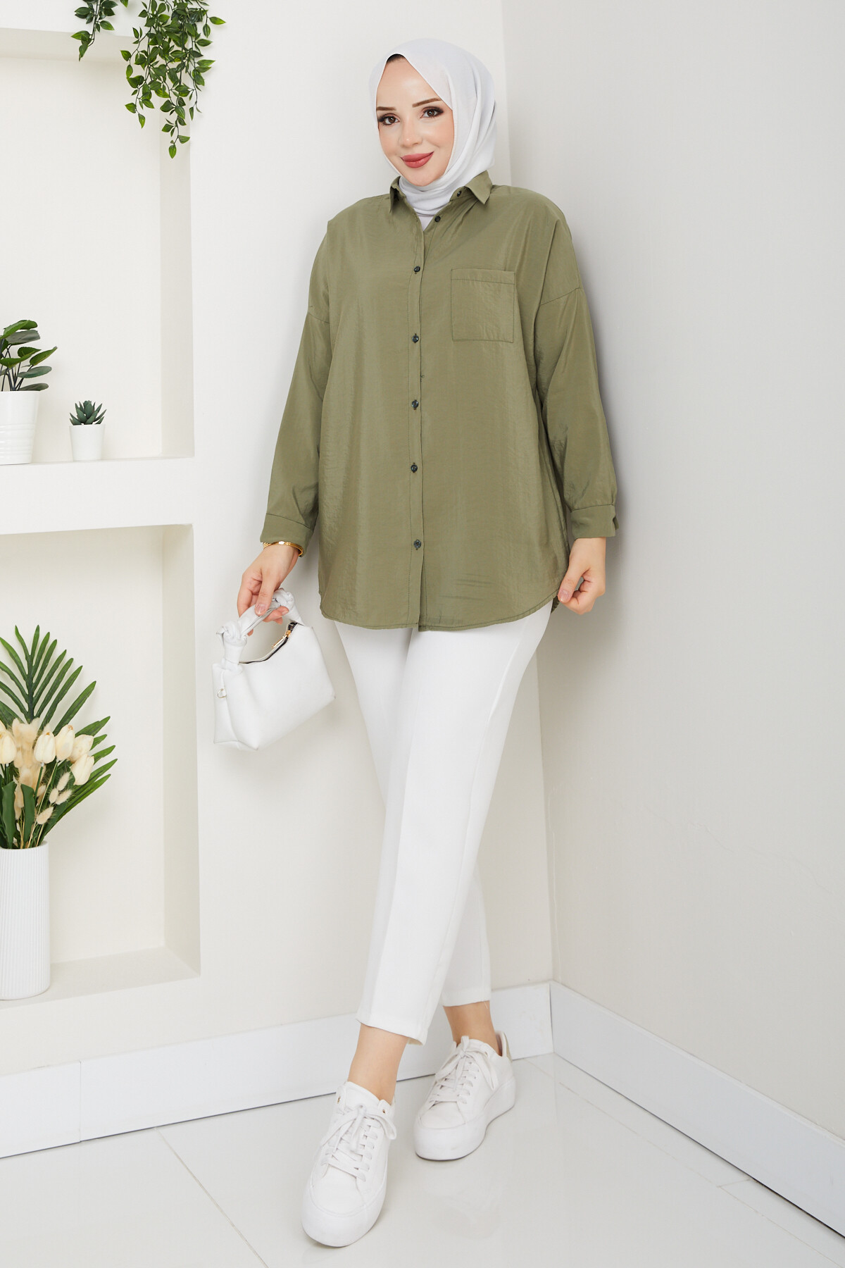 ŞK CEPLİ MODAL GÖMLEK-YEŞİL