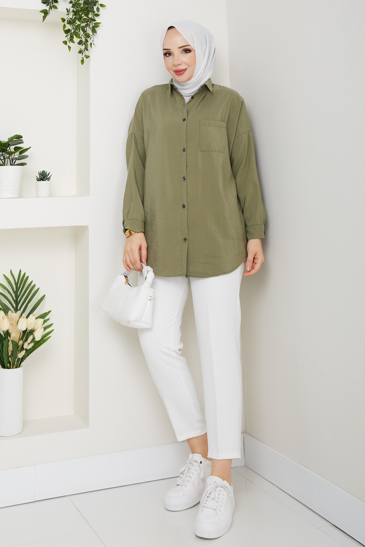 ŞK CEPLİ MODAL GÖMLEK-YEŞİL