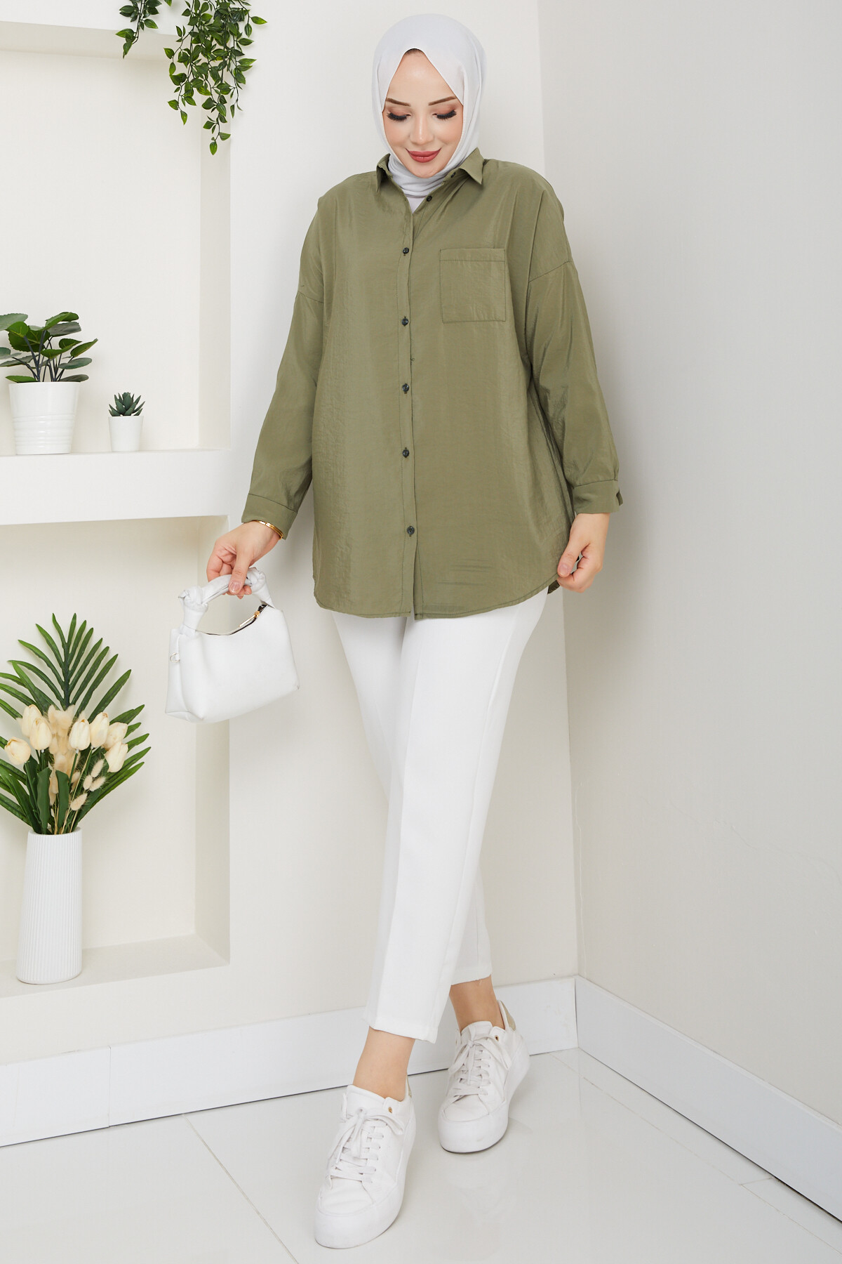 ŞK CEPLİ MODAL GÖMLEK-YEŞİL