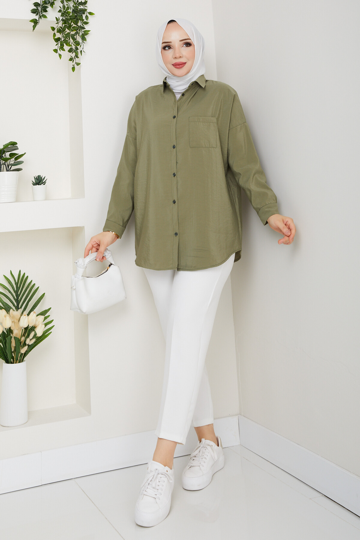 ŞK CEPLİ MODAL GÖMLEK-YEŞİL