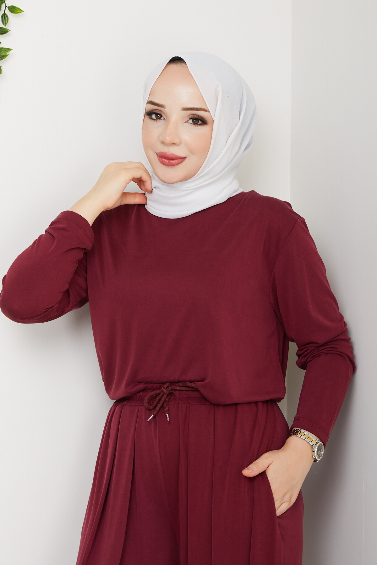 ŞK LAZERLİ PİLELİ PANTOLON TAKIM-BORDO