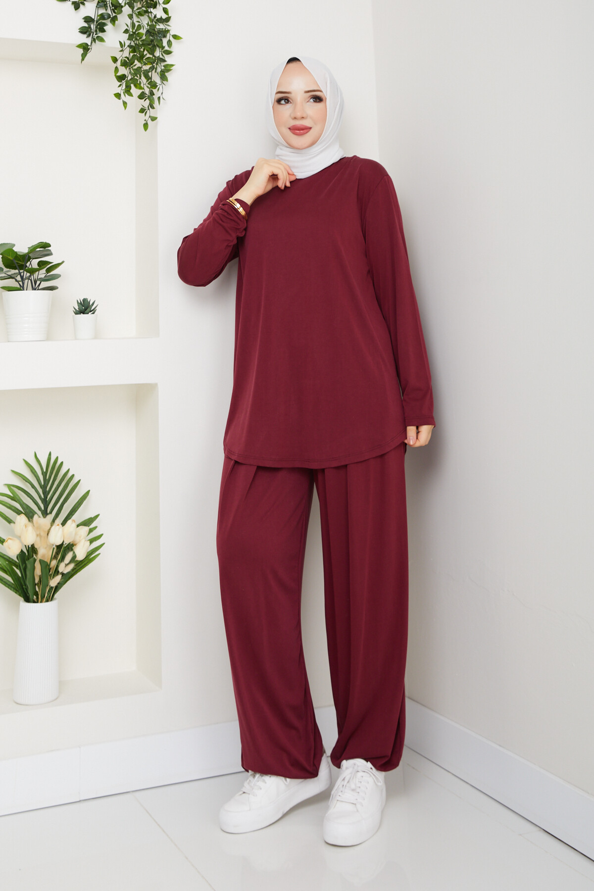 ŞK LAZERLİ PİLELİ PANTOLON TAKIM-BORDO