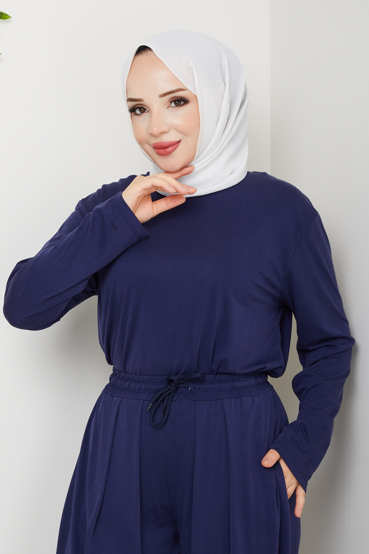 ŞK LAZERLİ PİLELİ PANTOLON TAKIM-LACİVERT