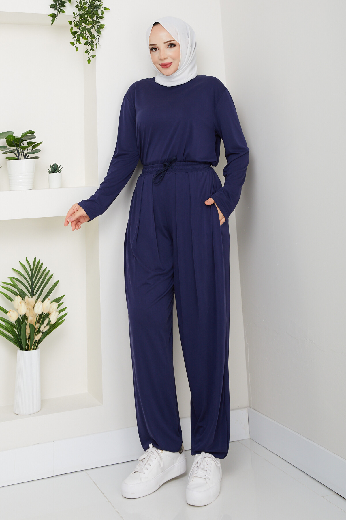 ŞK LAZERLİ PİLELİ PANTOLON TAKIM-LACİVERT