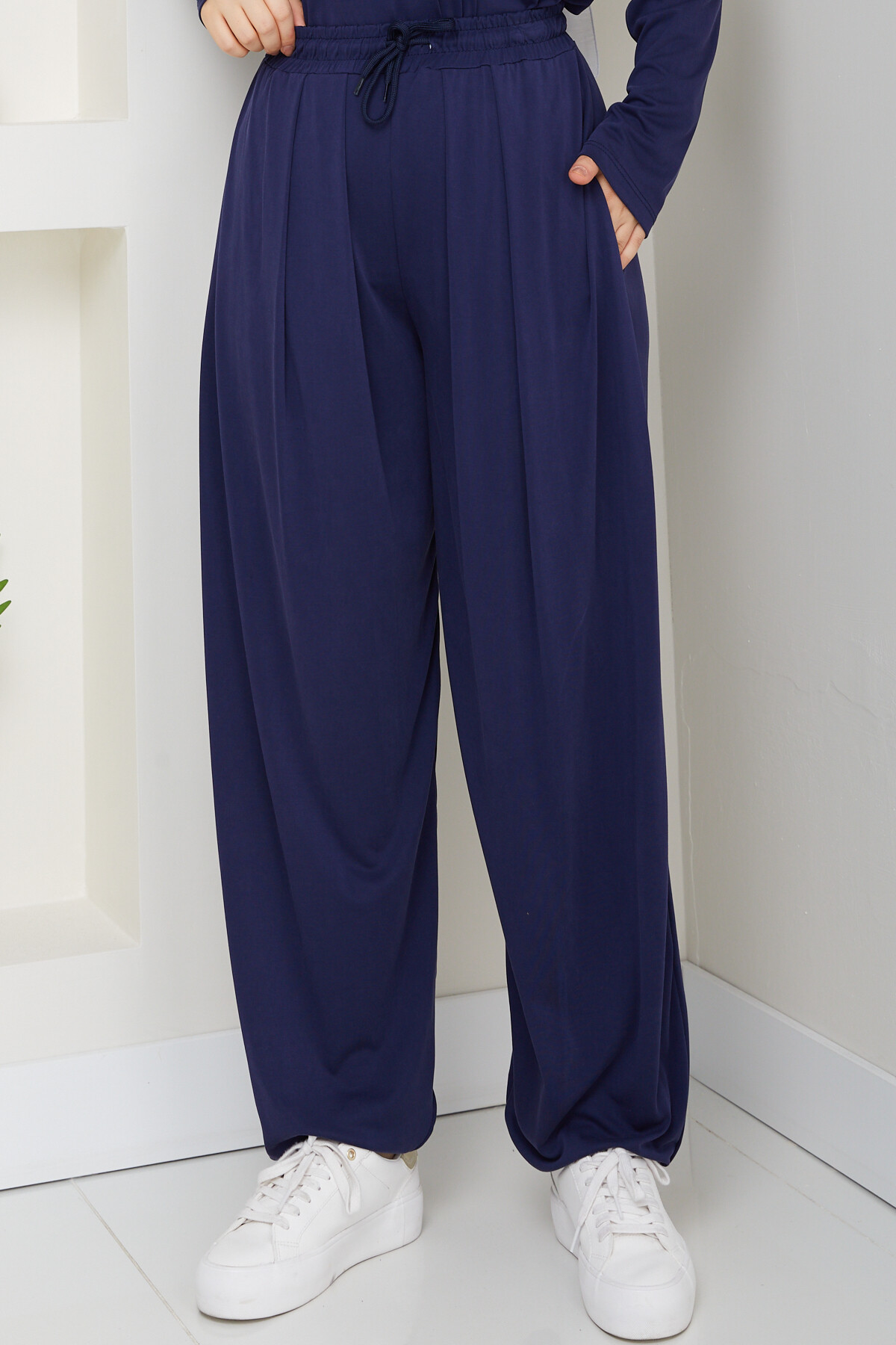 ŞK LAZERLİ PİLELİ PANTOLON TAKIM-LACİVERT