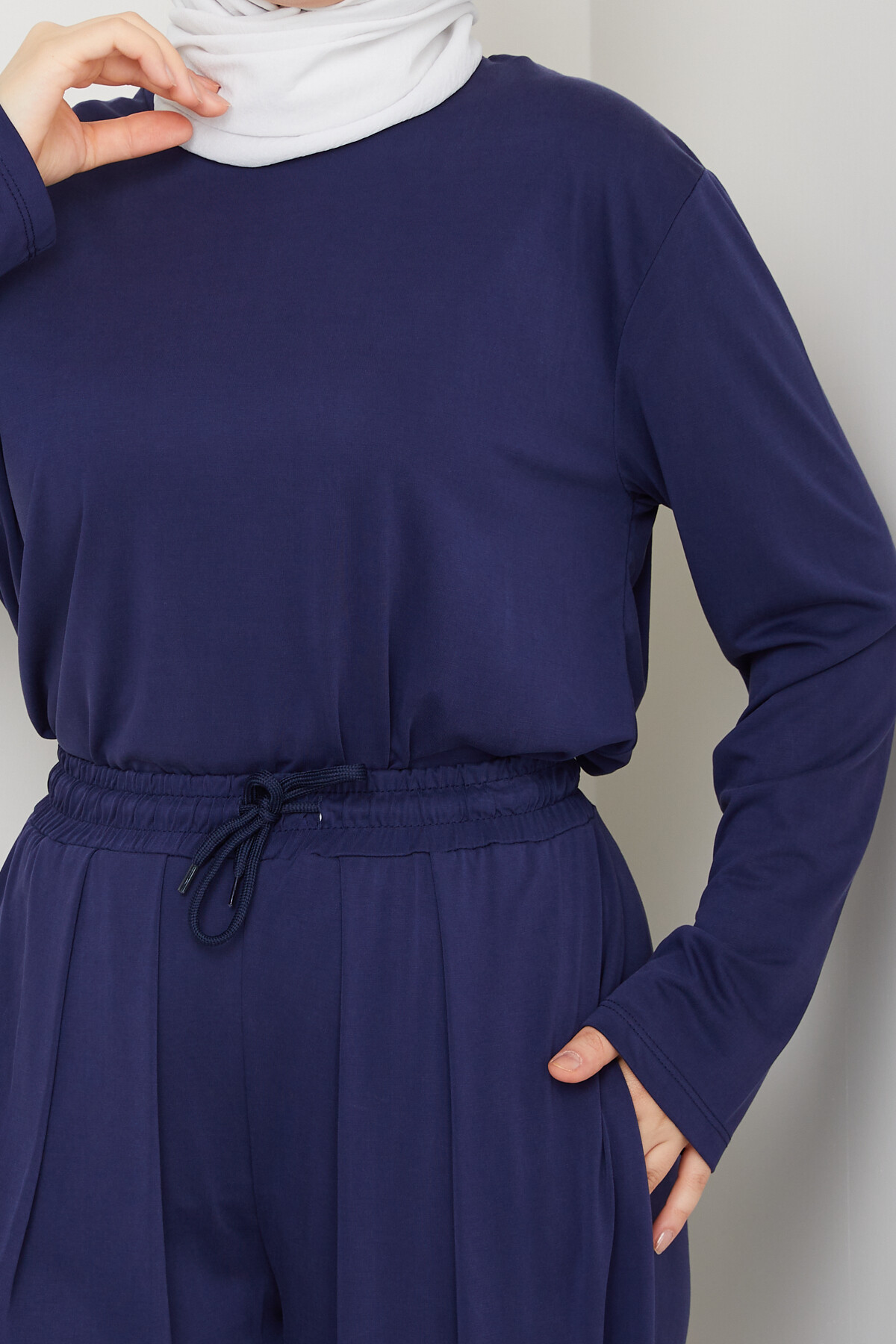 ŞK LAZERLİ PİLELİ PANTOLON TAKIM-LACİVERT