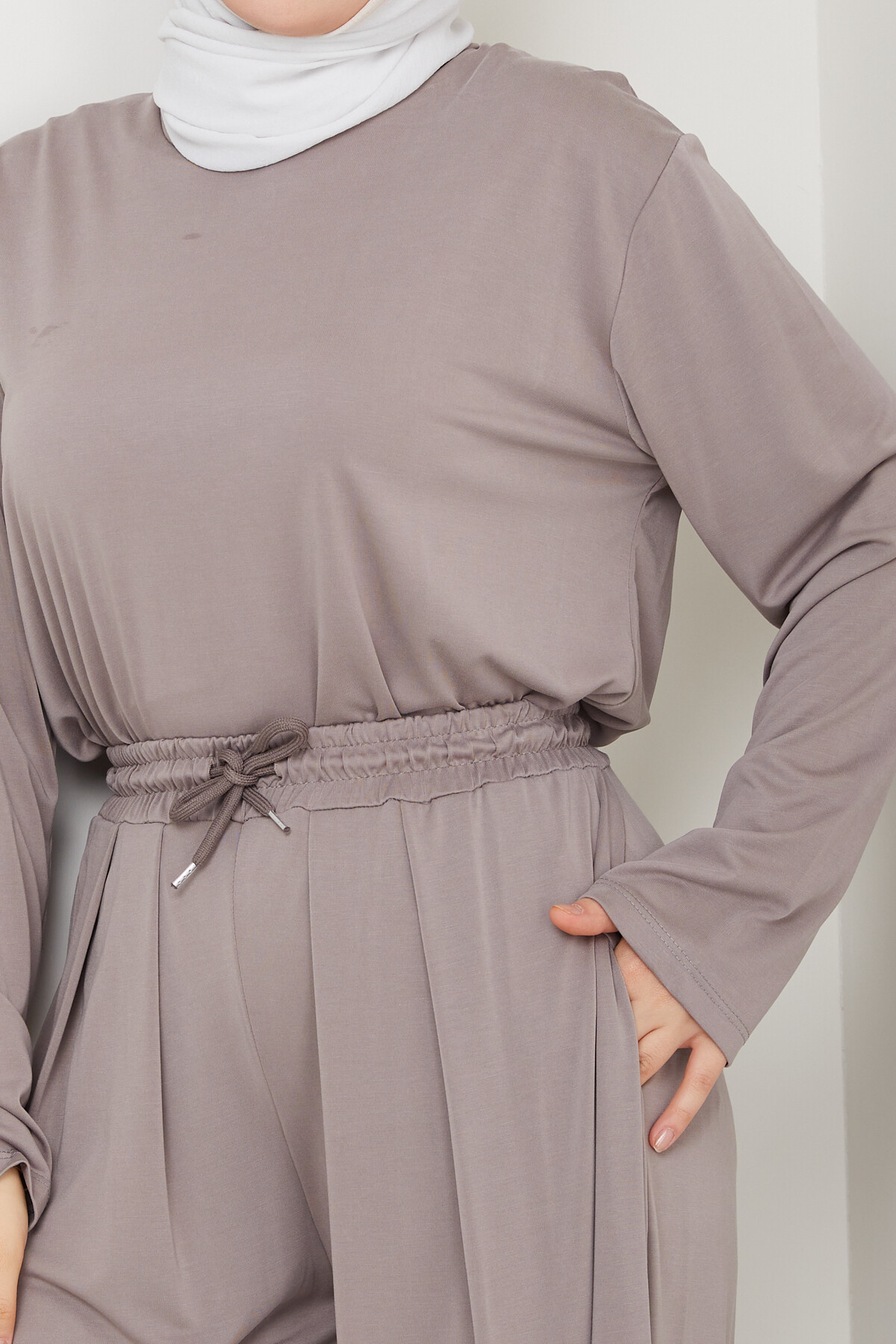 ŞK LAZERLİ PİLELİ PANTOLON TAKIM-VİZON