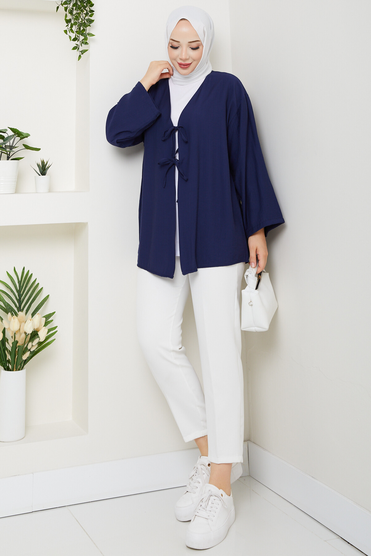 SMY BAĞLAMALI KİMONO-LACİVERT