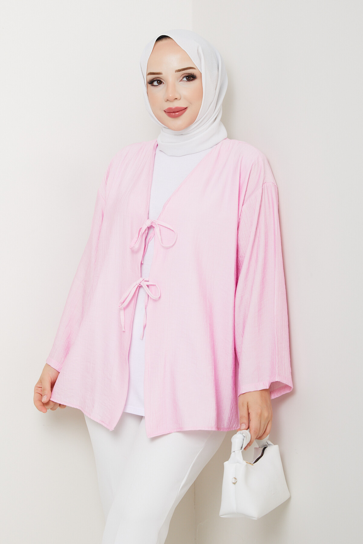 SMY BAĞLAMALI KİMONO-PEMBE