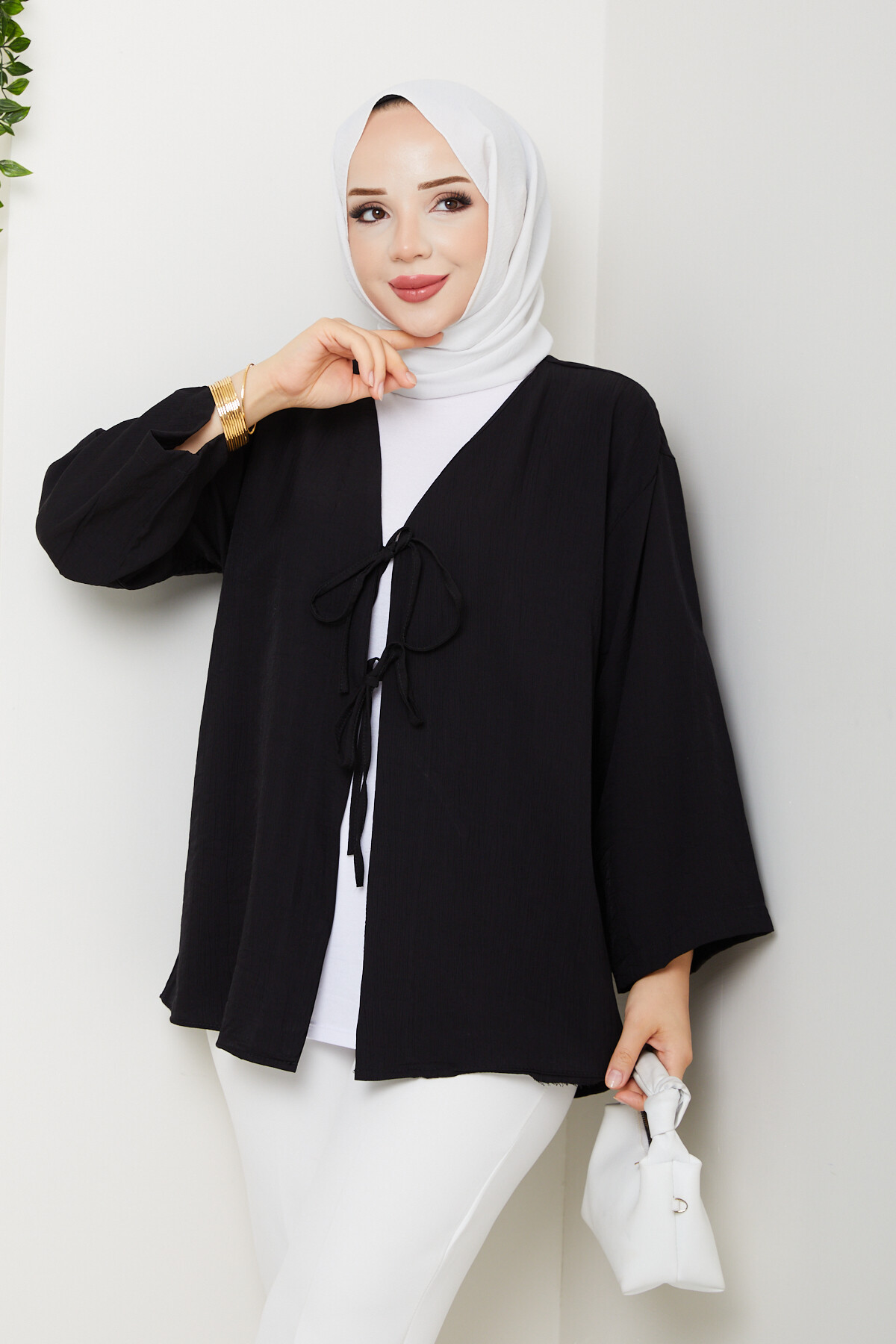 SMY BAĞLAMALI KİMONO-SİYAH
