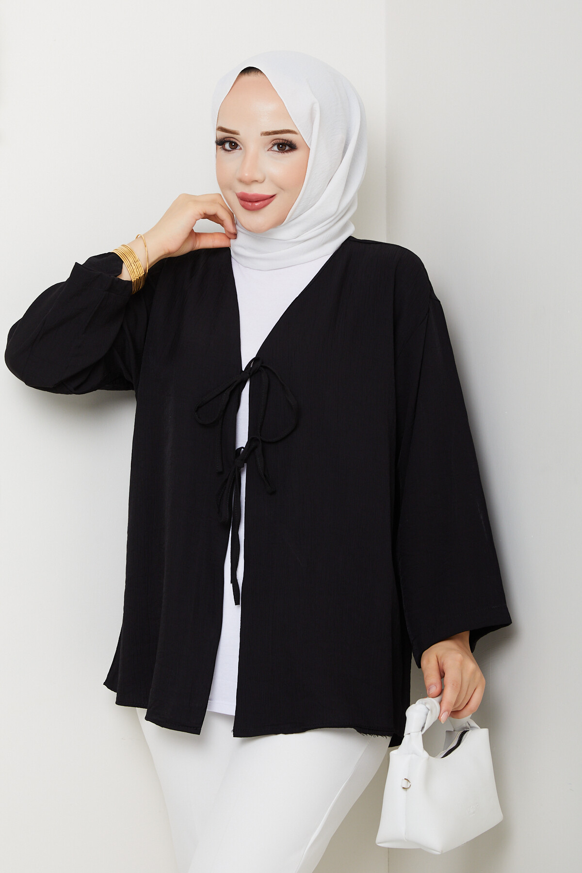 SMY BAĞLAMALI KİMONO-SİYAH