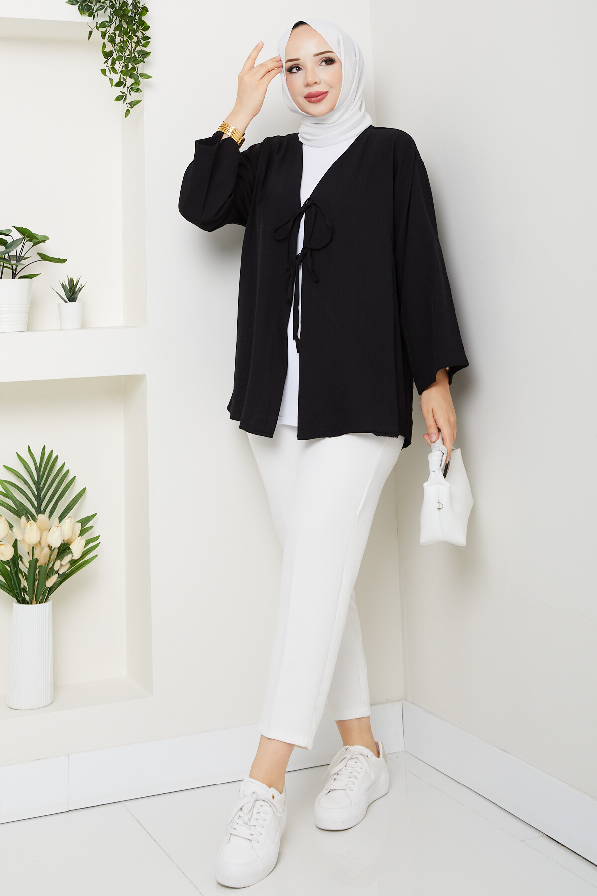 SMY BAĞLAMALI KİMONO-SİYAH