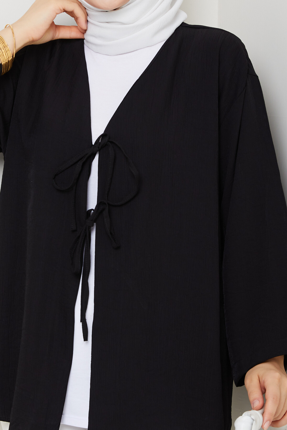 SMY BAĞLAMALI KİMONO-SİYAH