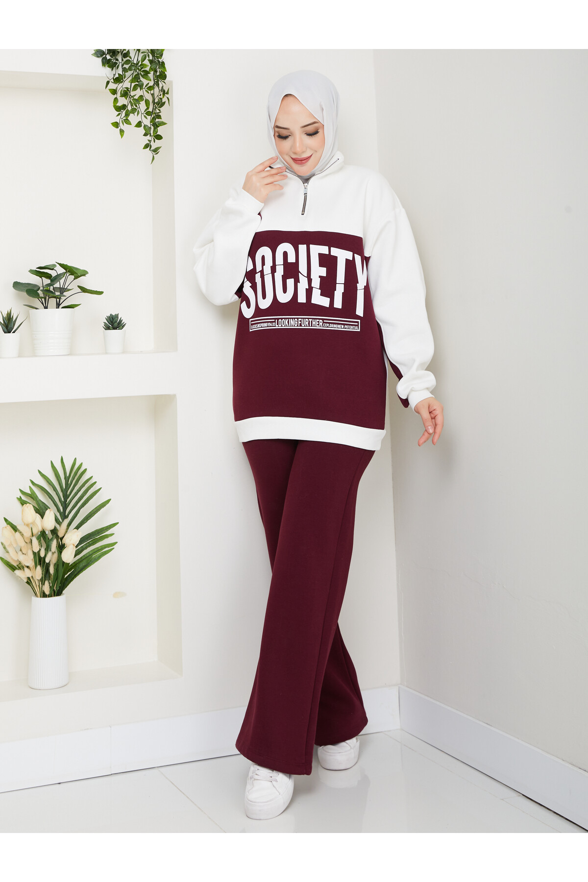 SOCIETY SWEAT EŞOFMAN KOMBİN -BORDO