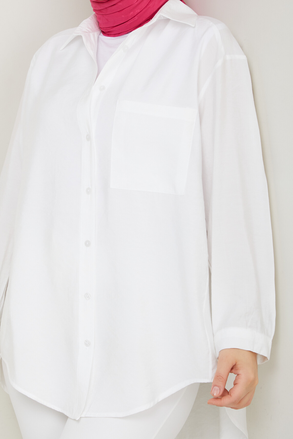 TEK CEP TENSEL GÖMLEK-BEYAZ