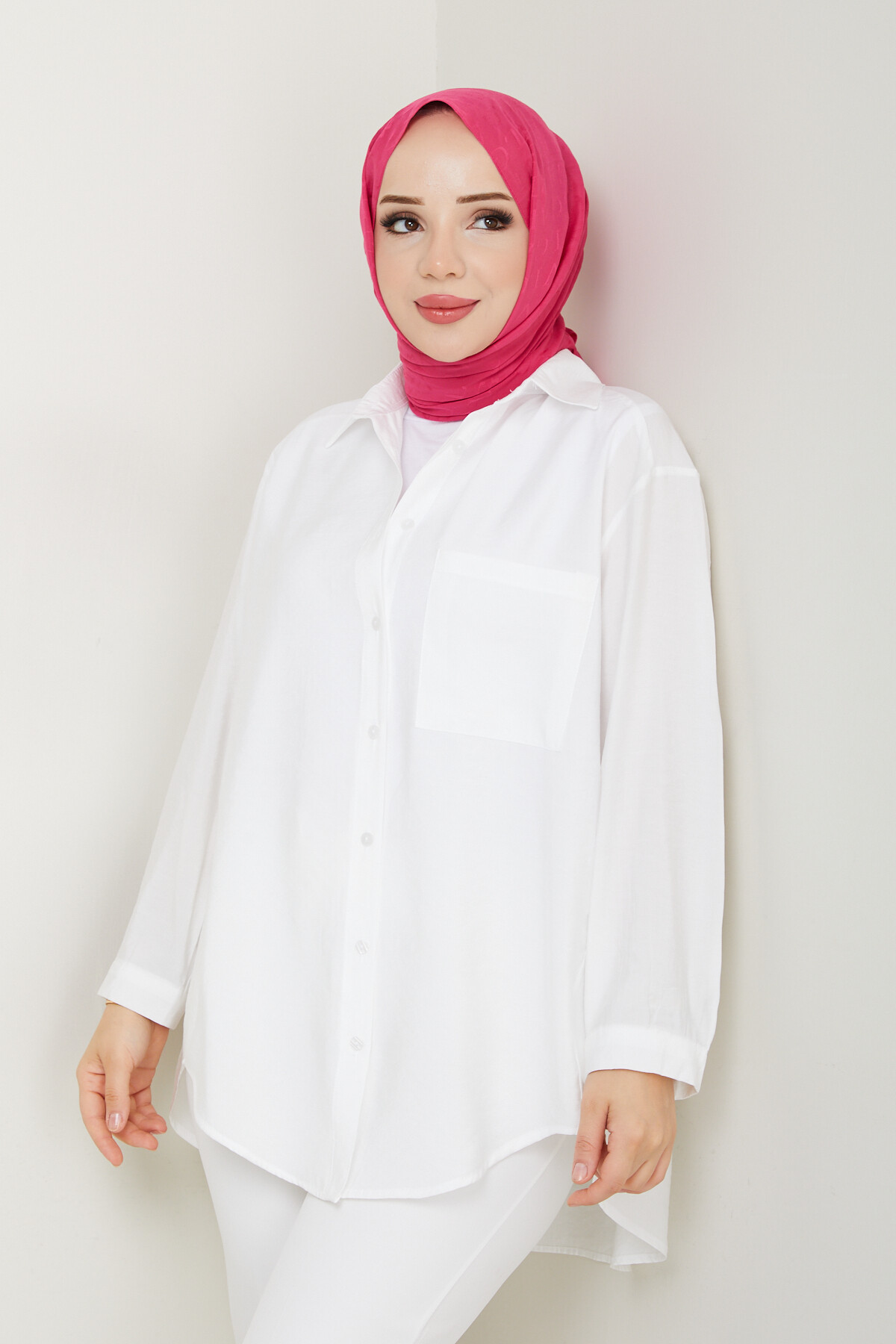 TEK CEP TENSEL GÖMLEK-BEYAZ