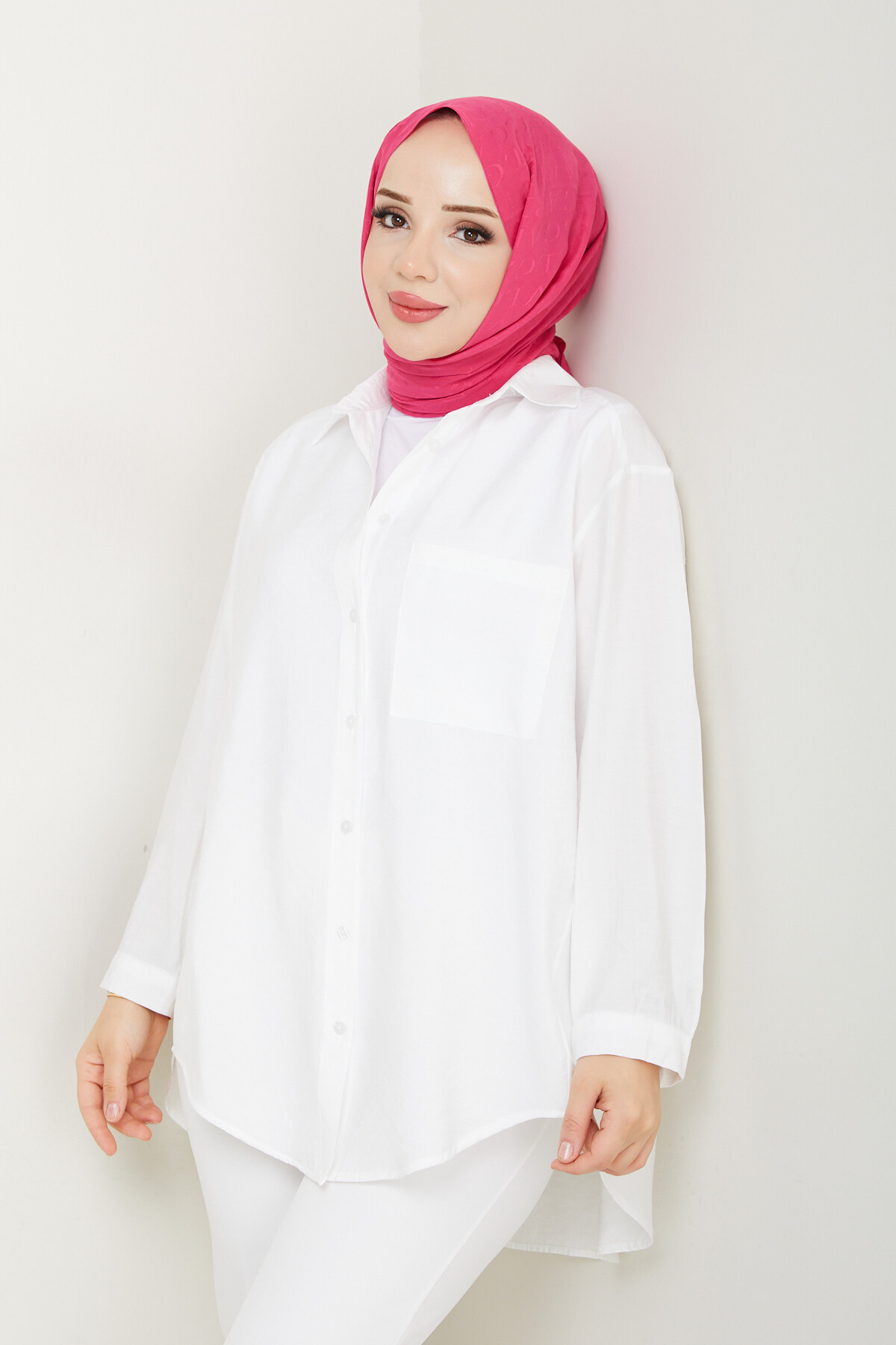 TEK CEP TENSEL GÖMLEK-BEYAZ