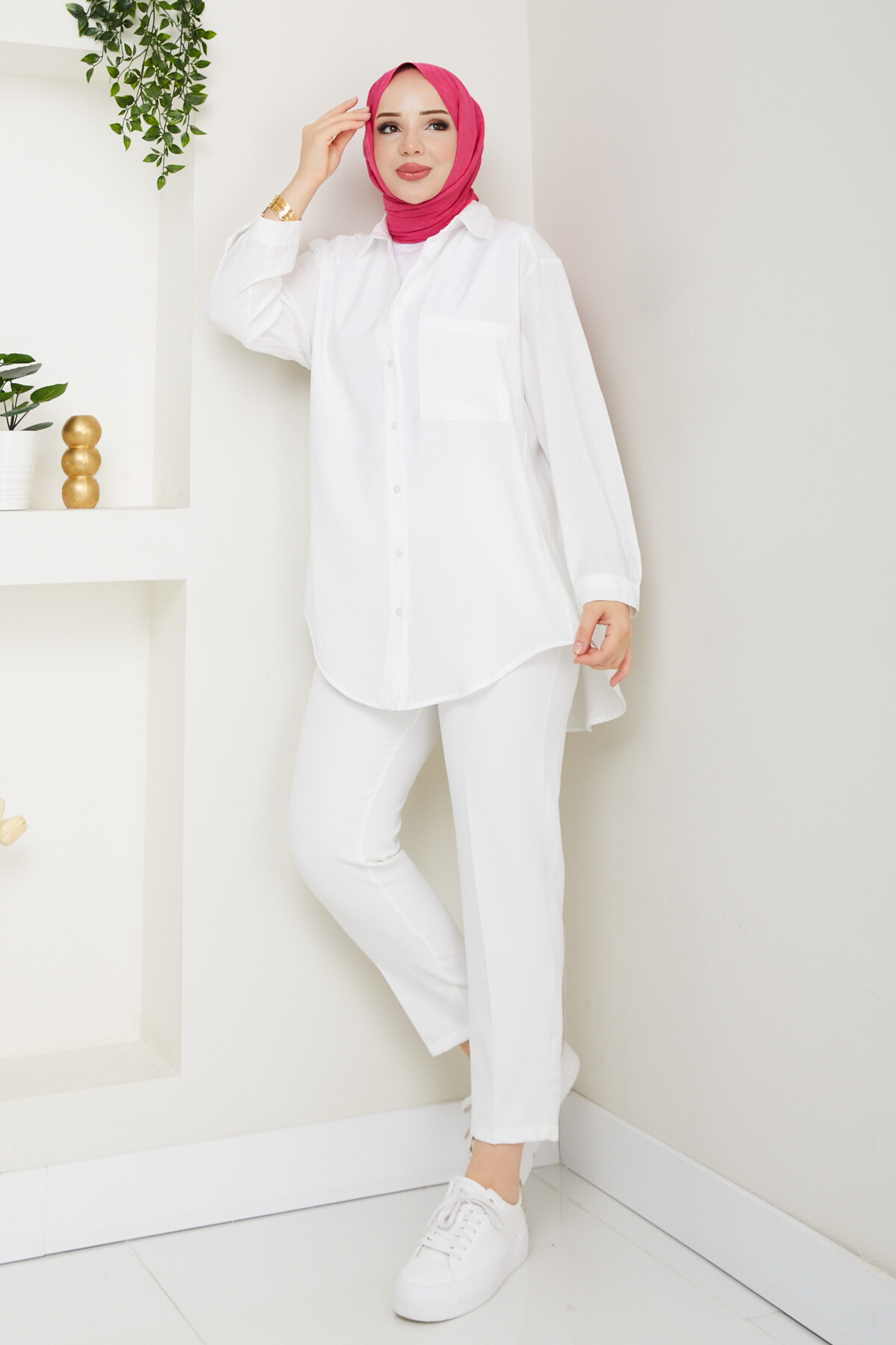 TEK CEP TENSEL GÖMLEK-BEYAZ