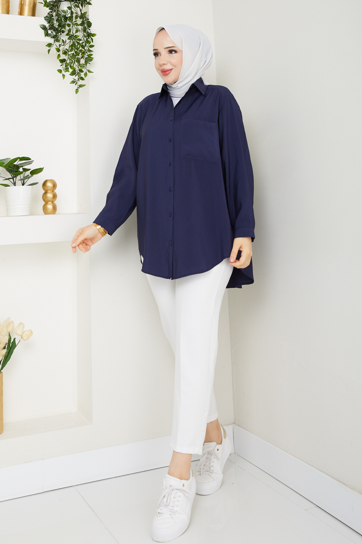 TEK CEP TENSEL GÖMLEK-LACİVERT