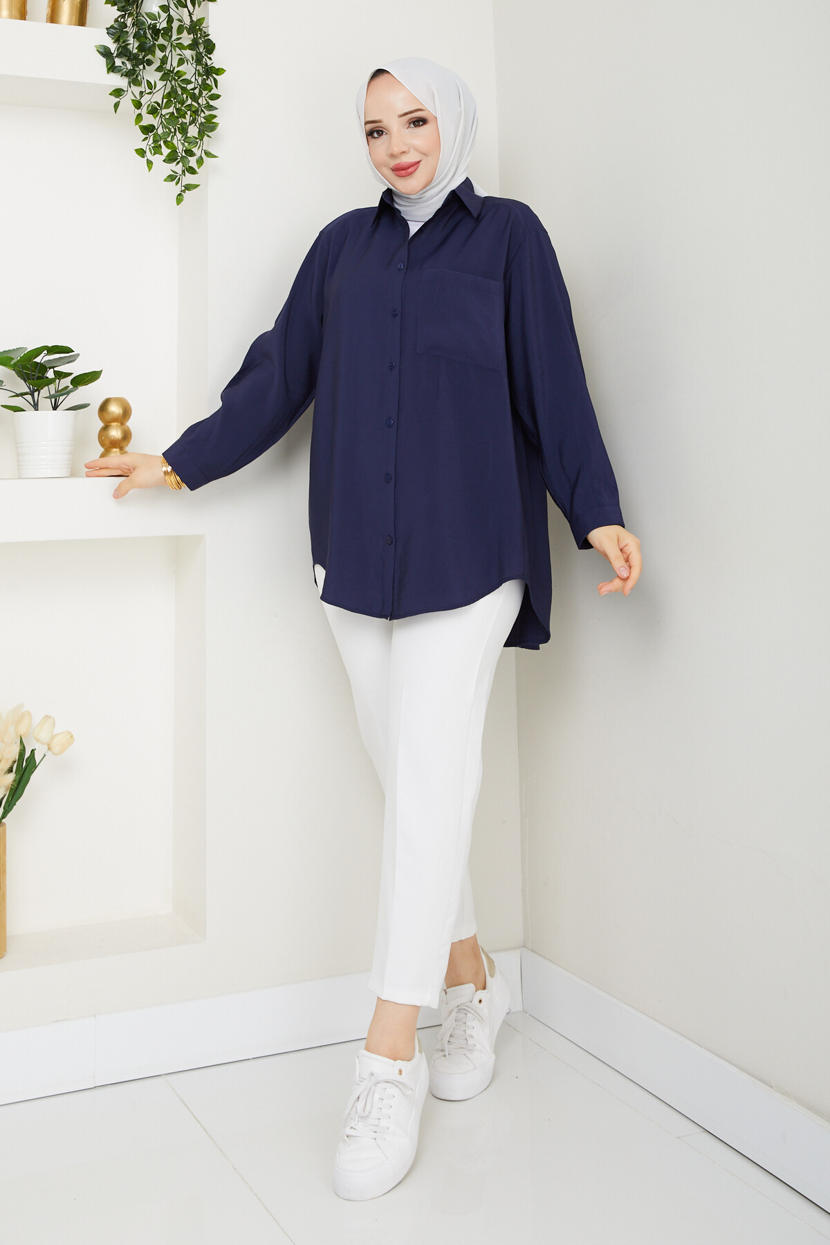 TEK CEP TENSEL GÖMLEK-LACİVERT