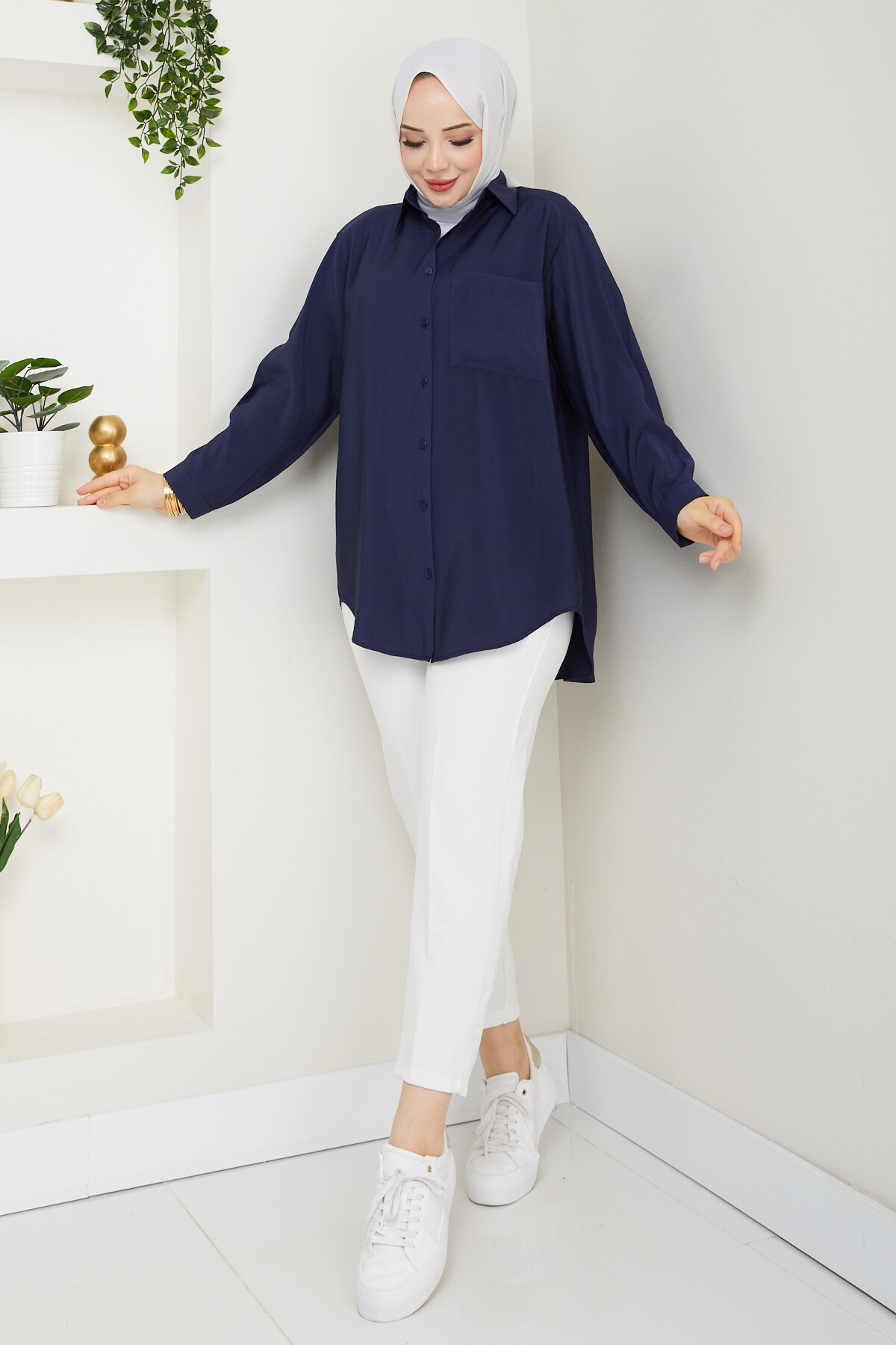 TEK CEP TENSEL GÖMLEK-LACİVERT