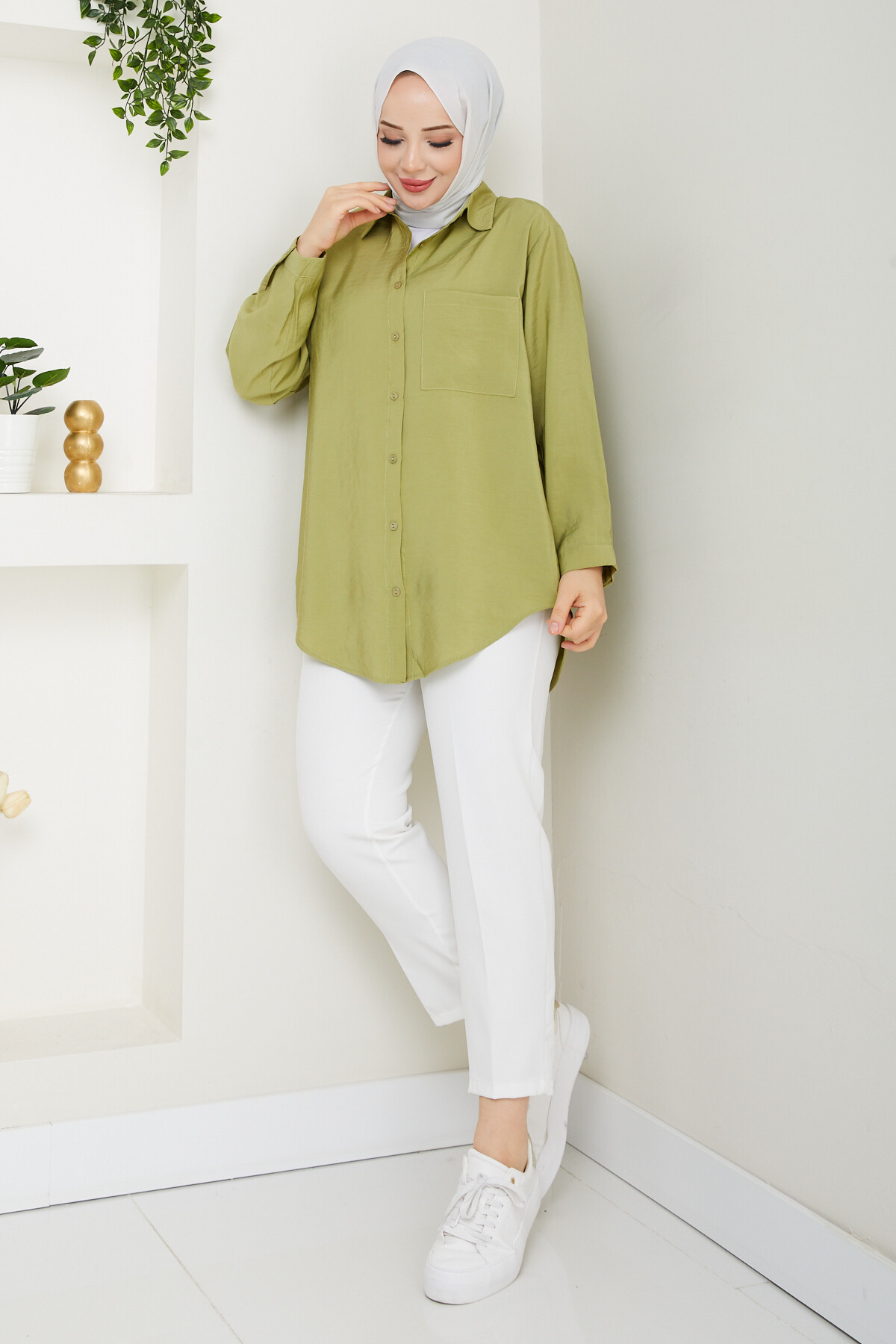 TEK CEP TENSEL GÖMLEK-YAĞ YEŞİLİ