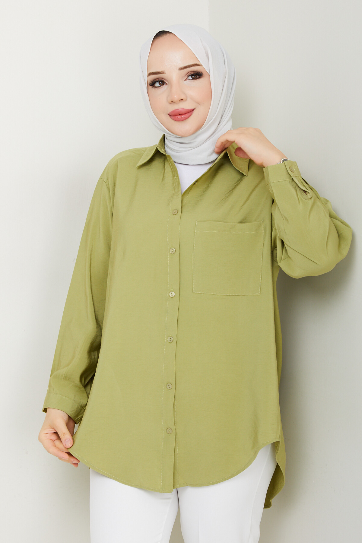 TEK CEP TENSEL GÖMLEK-YAĞ YEŞİLİ