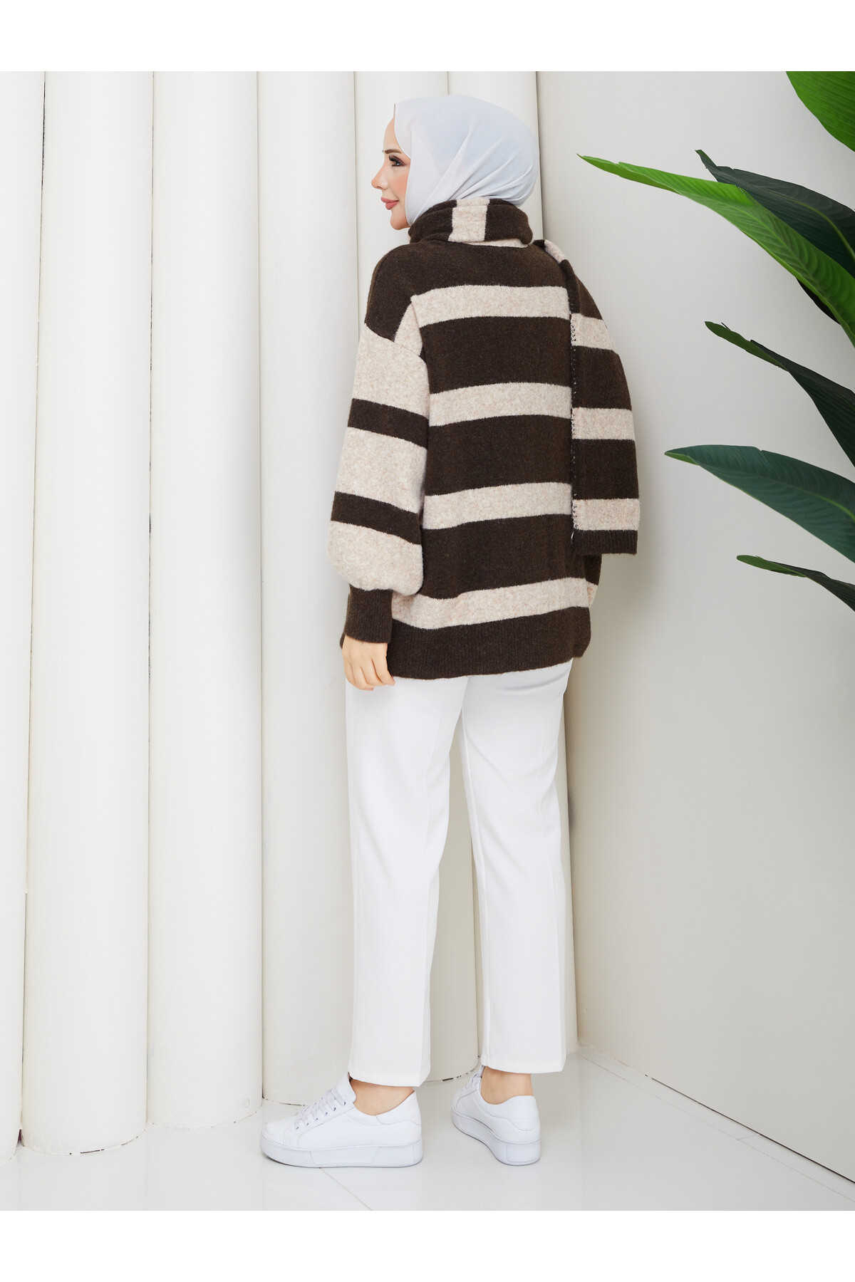 TRİKO HIRKA ATKI KOMBİN - ACI KAHVE